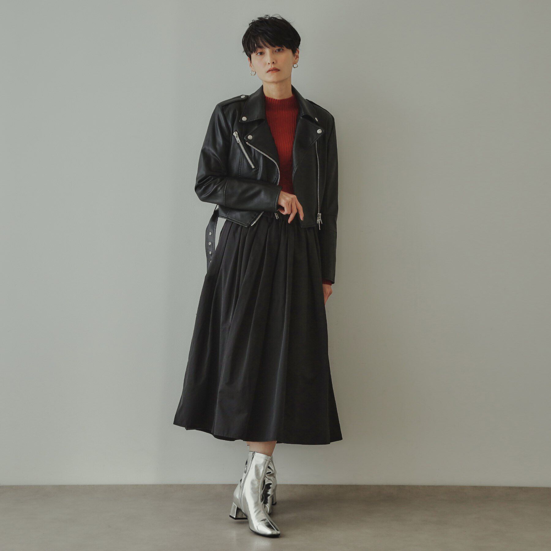 OPAQUE.CLIP「【大草直子さんコラボ】ショート丈ライダースジャケット」|ライダースジャケット|