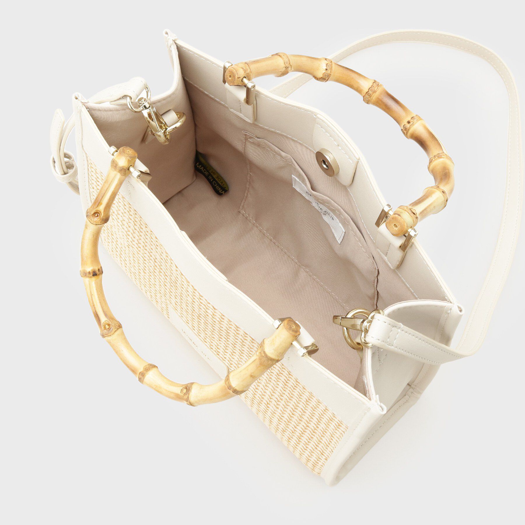 OPAQUE.CLIP「バンブーハンドルスクエアミドルトートバッグ【2WAY】」|トートバッグ|