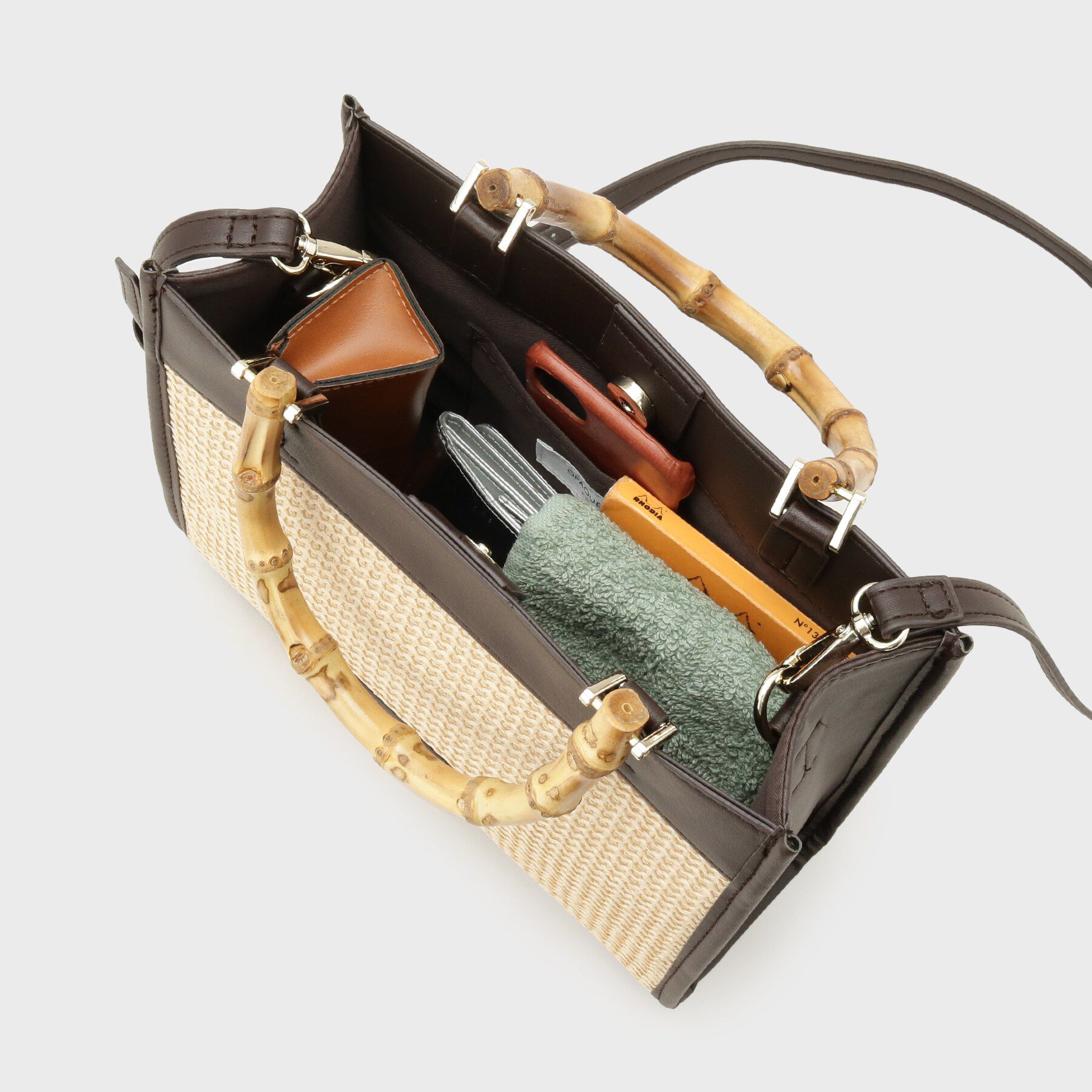 OPAQUE.CLIP「バンブーハンドルスクエアミドルトートバッグ【2WAY】」|トートバッグ|