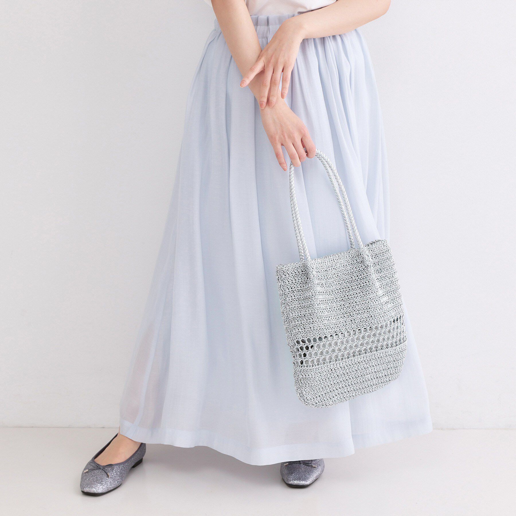 OPAQUE.CLIP「カギ針ラメデザインミドルバッグ」|トートバッグ|