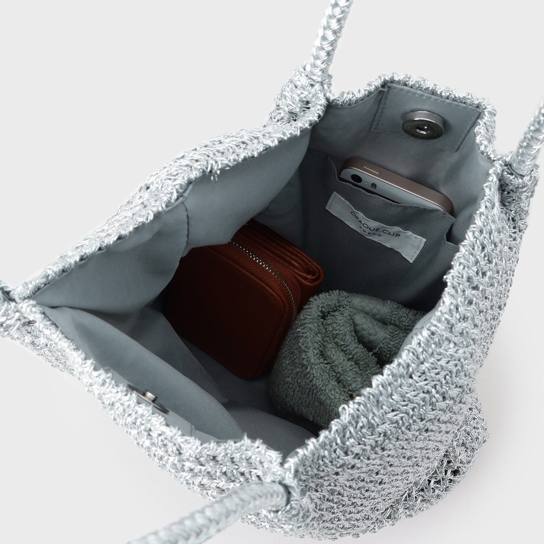 OPAQUE.CLIP「カギ針ラメデザインミドルバッグ」|トートバッグ|