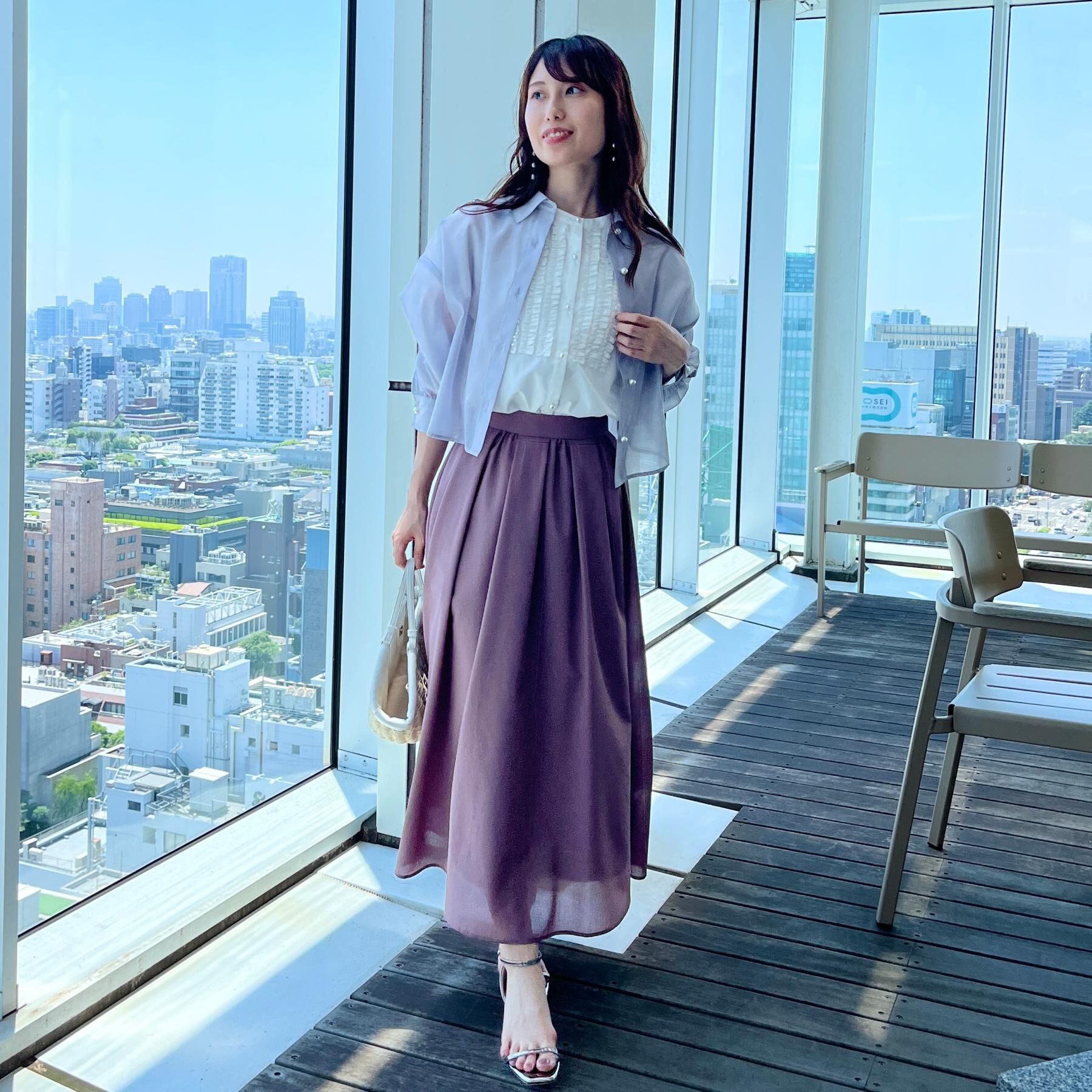 Couture broach「【洗える・秋まで使える】パール調ボタンシアーシャツ」|シャツ・ブラウス|