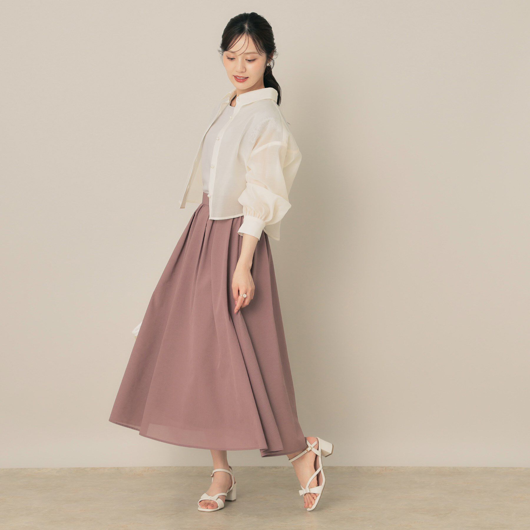 Couture broach「【洗える・秋まで使える】パール調ボタンシアーシャツ」|シャツ・ブラウス|