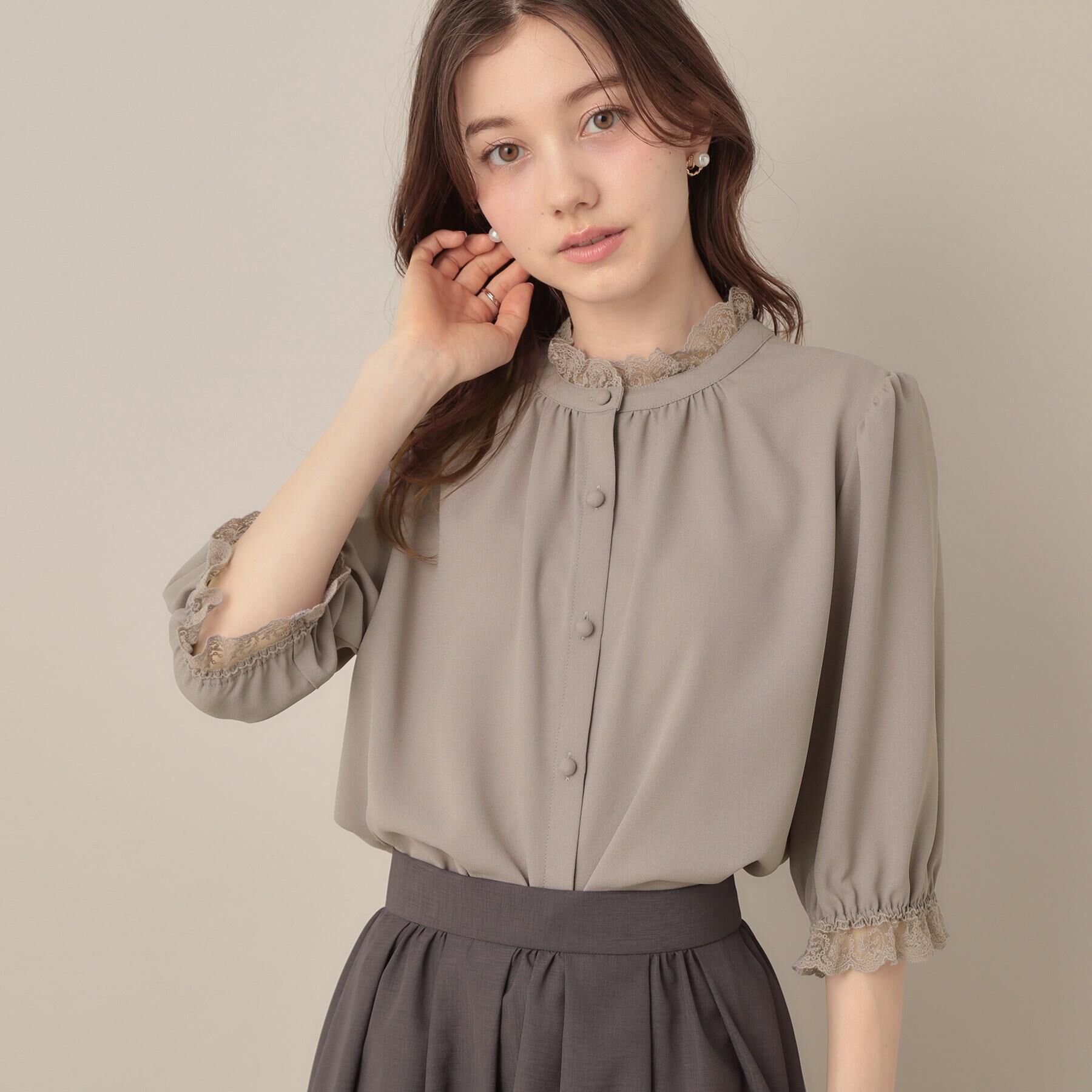 Couture broach「【華やか・大人可愛い・5分袖】エンブロレース前後2WAYブラウス」|シャツ・ブラウス|