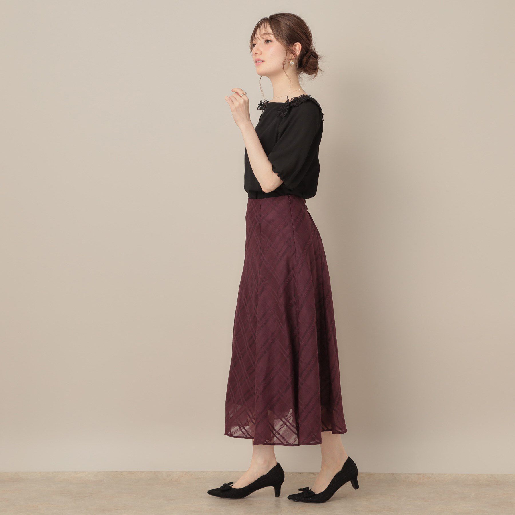 Couture broach「【マシンウォッシャブル・UVケア・接触冷感】ラグランレースドッキングカットソー」|Tシャツ・カットソー|