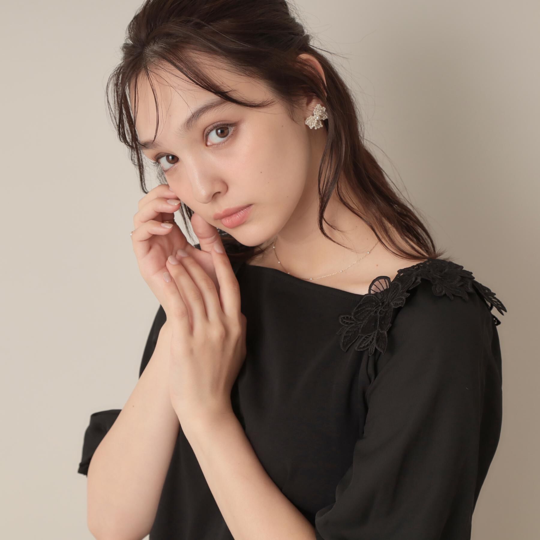 Couture broach「【マシンウォッシャブル・UVケア・接触冷感】ラグランレースドッキングカットソー」|Tシャツ・カットソー|