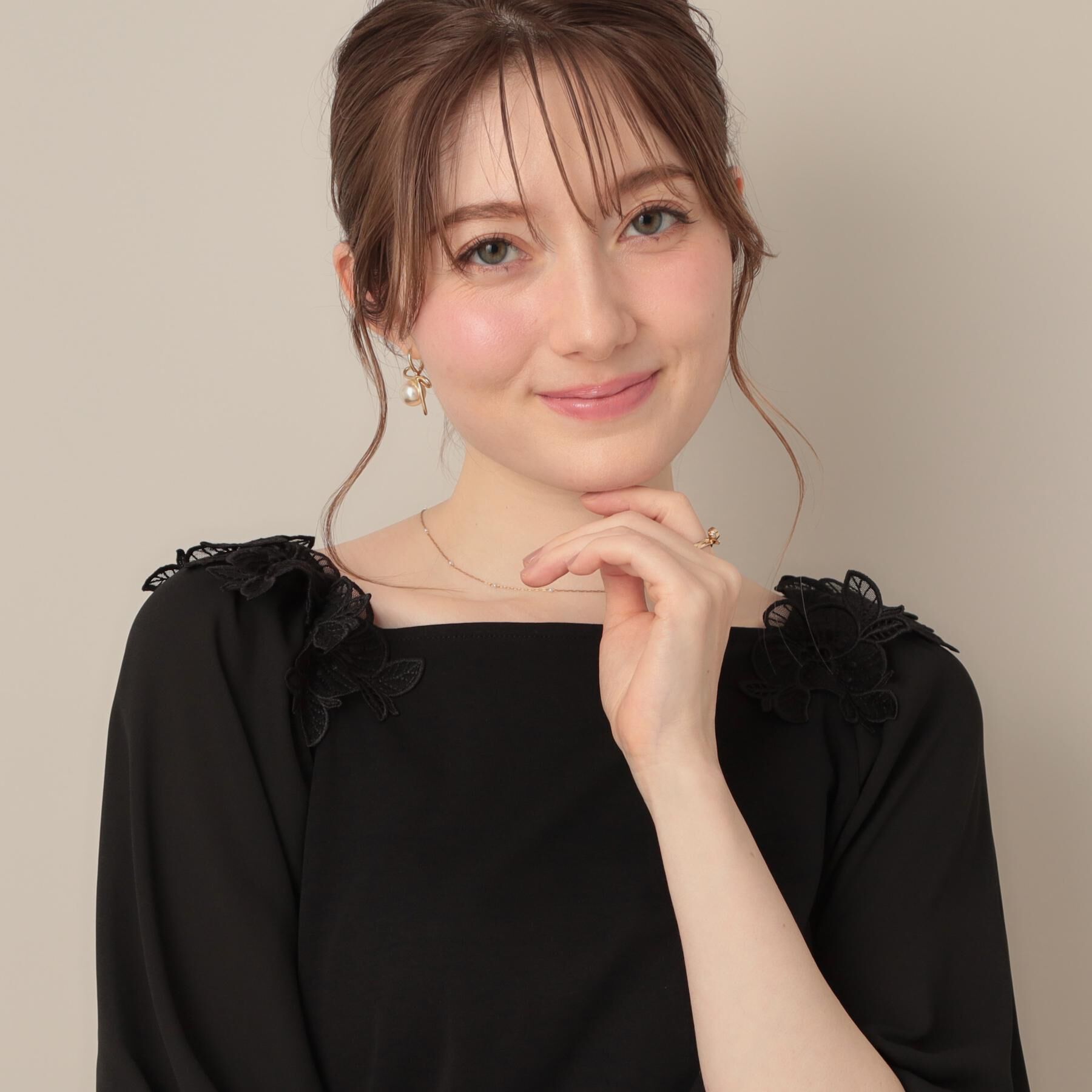 Couture broach「【マシンウォッシャブル・UVケア・接触冷感】ラグランレースドッキングカットソー」|Tシャツ・カットソー|ブラック(019)