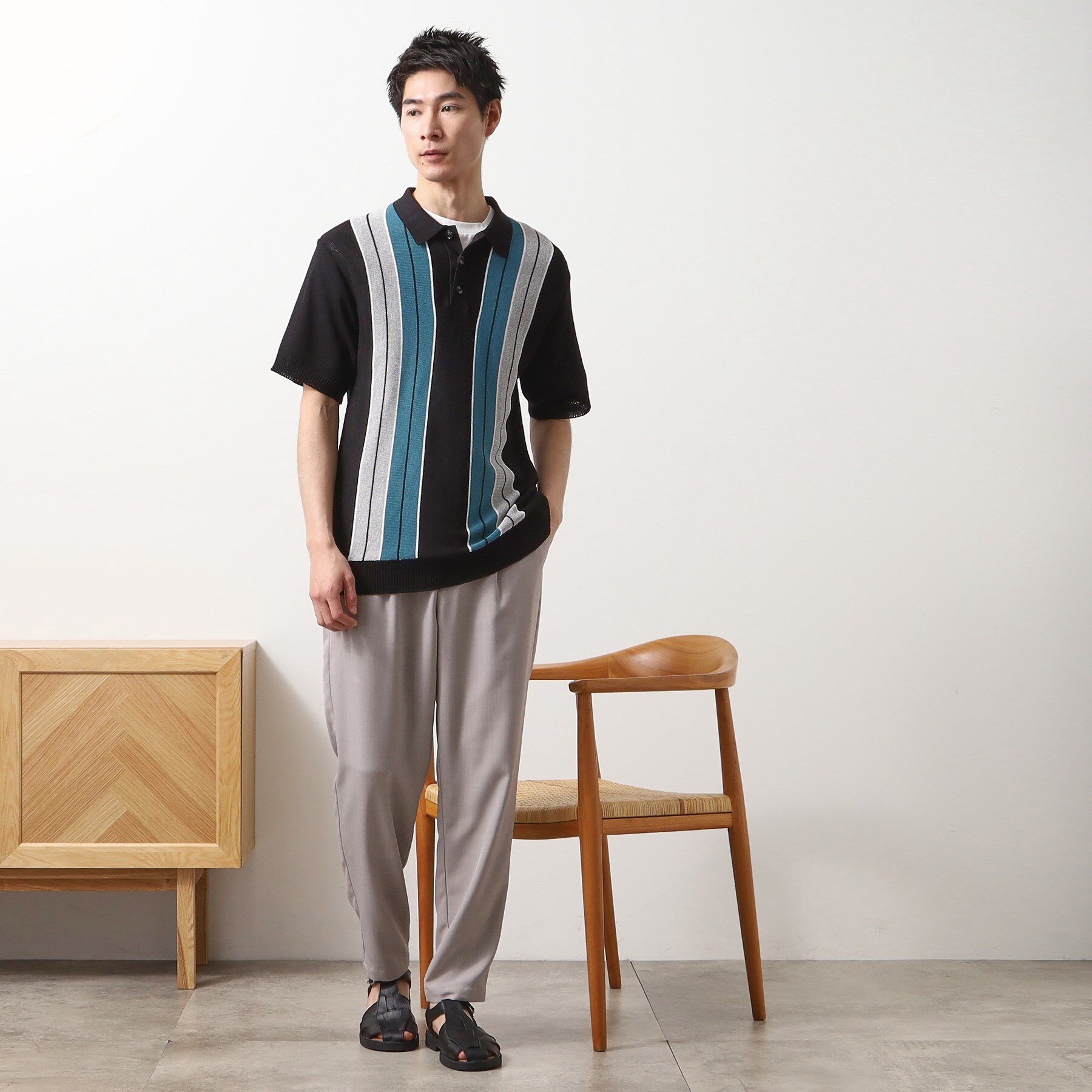 THE SHOP TK「【日本テレビ系　ダメマネ！出演　鈴木仁さん着用】マルチストライプニットポロシャツ」|ポロシャツ|