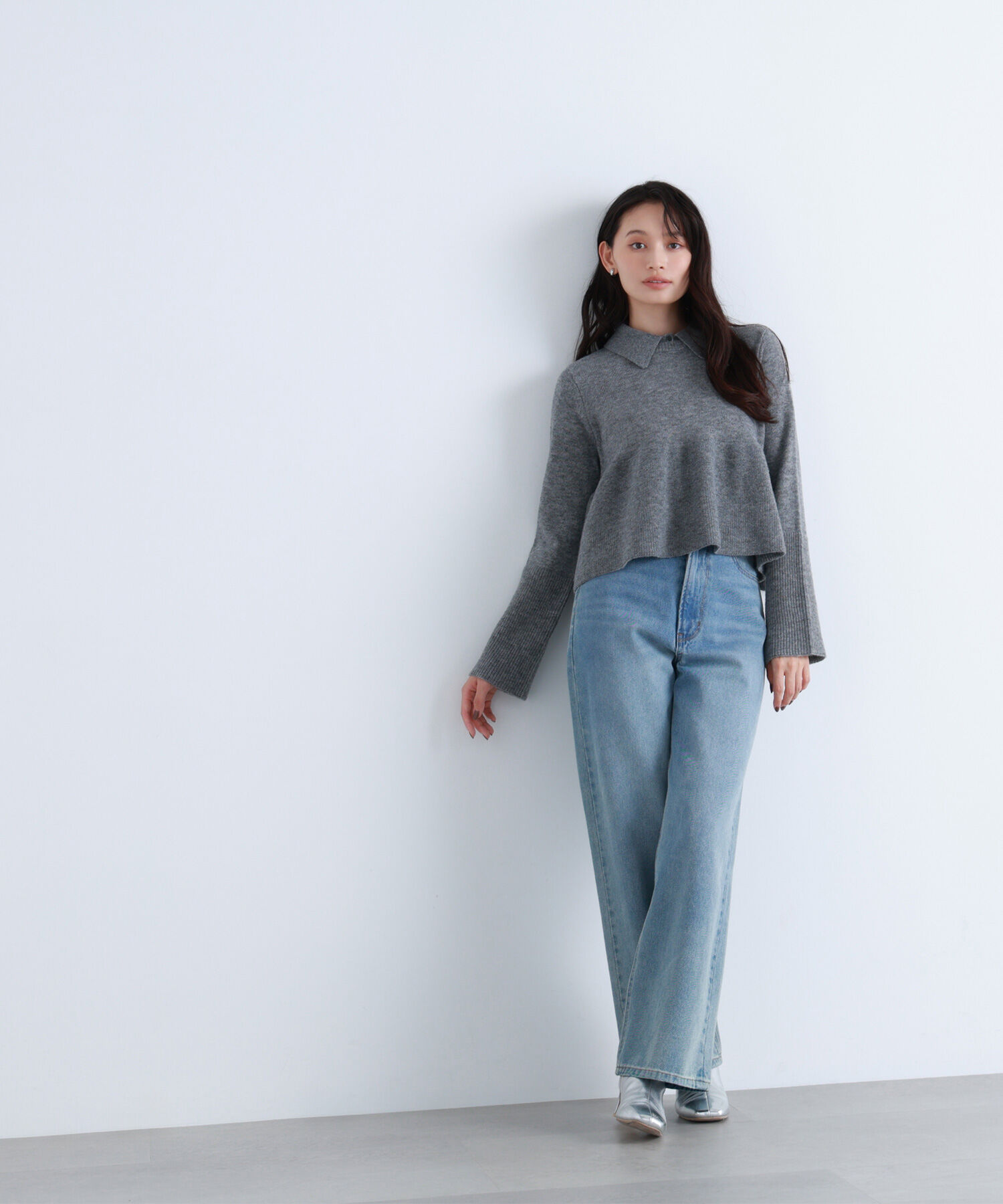  「襟付きペプラムニット」|ニット・セーター|