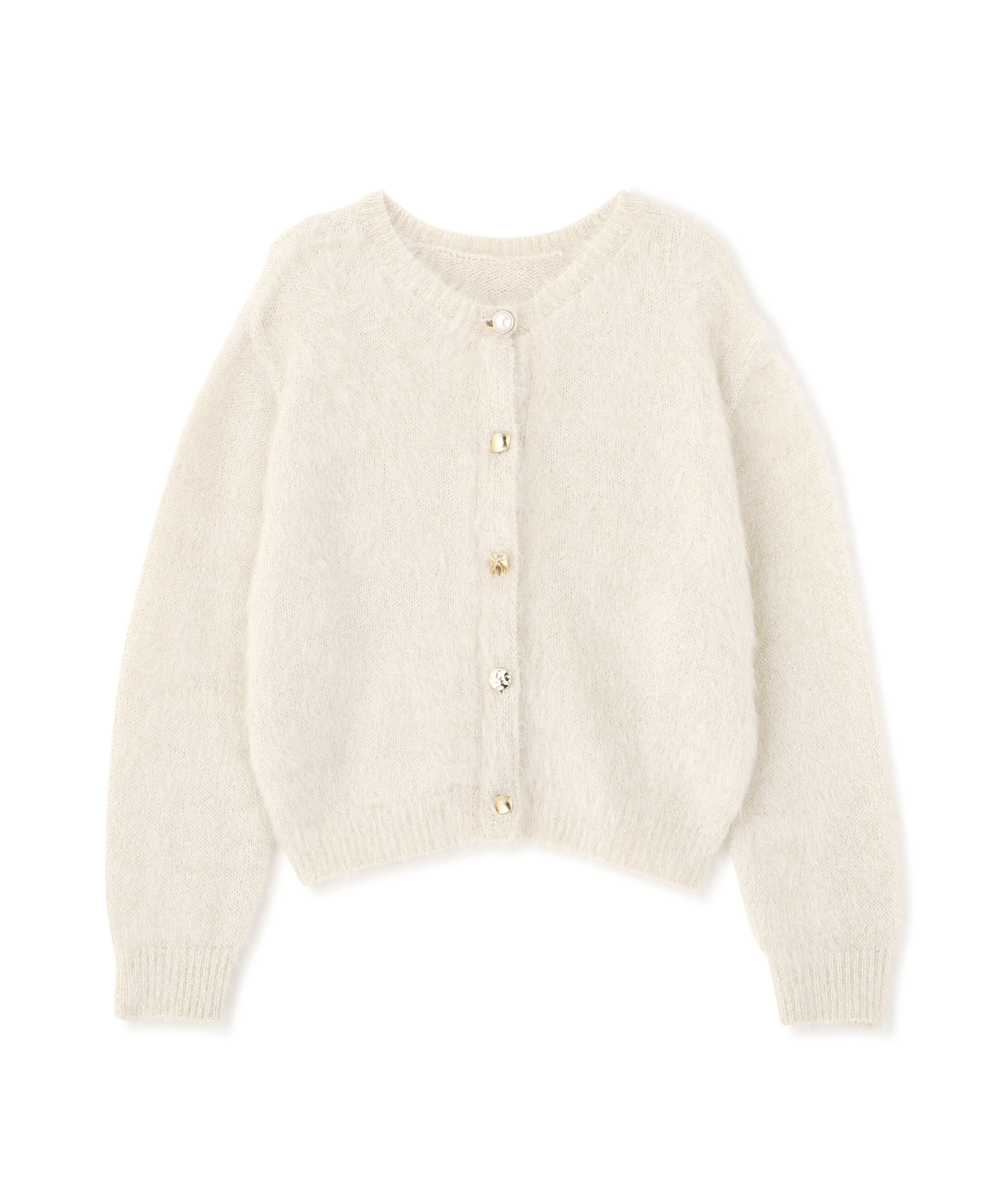  「デザインボタンラメシャギーカーディガン」|ニット・セーター|