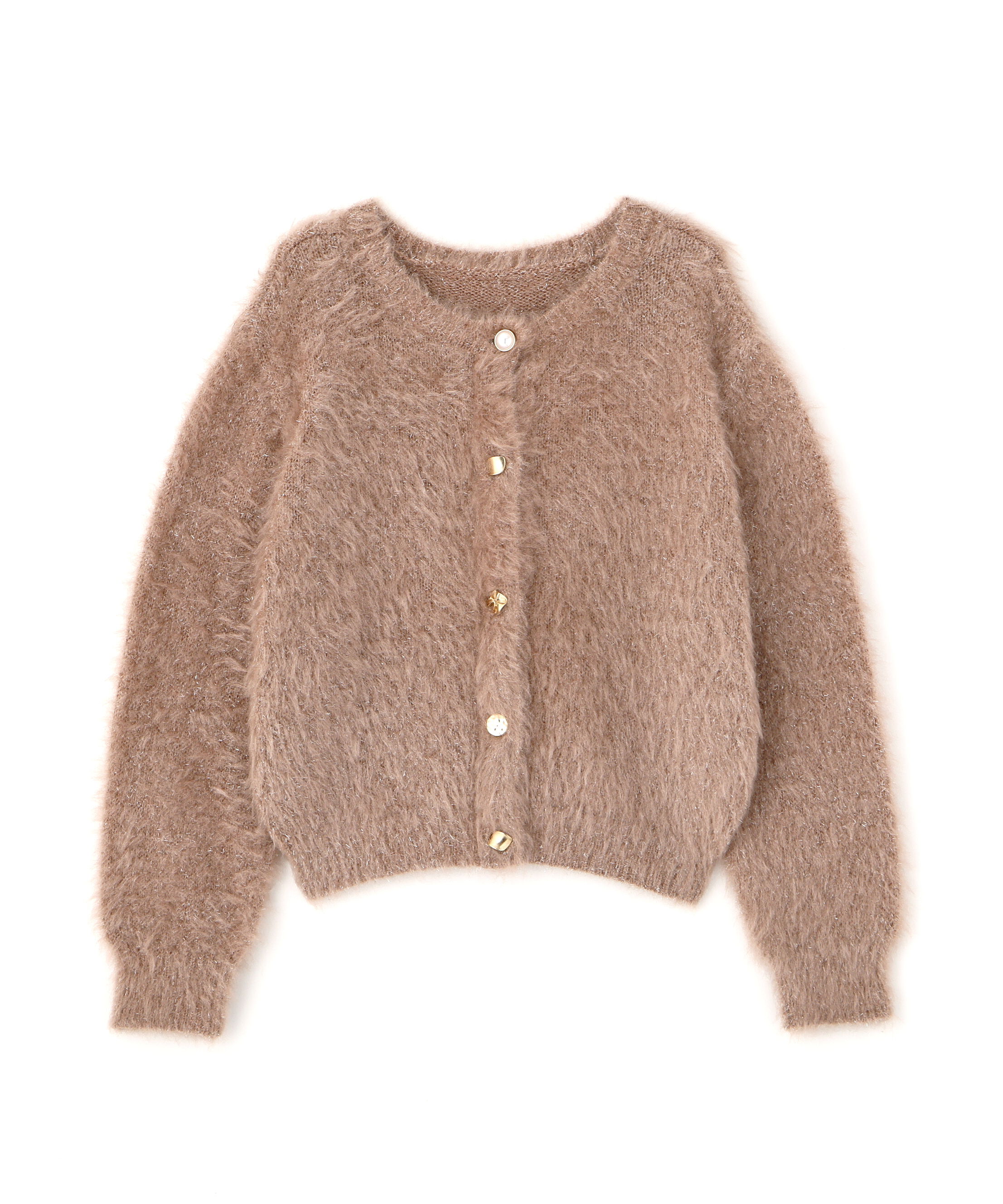  「デザインボタンラメシャギーカーディガン」|ニット・セーター|