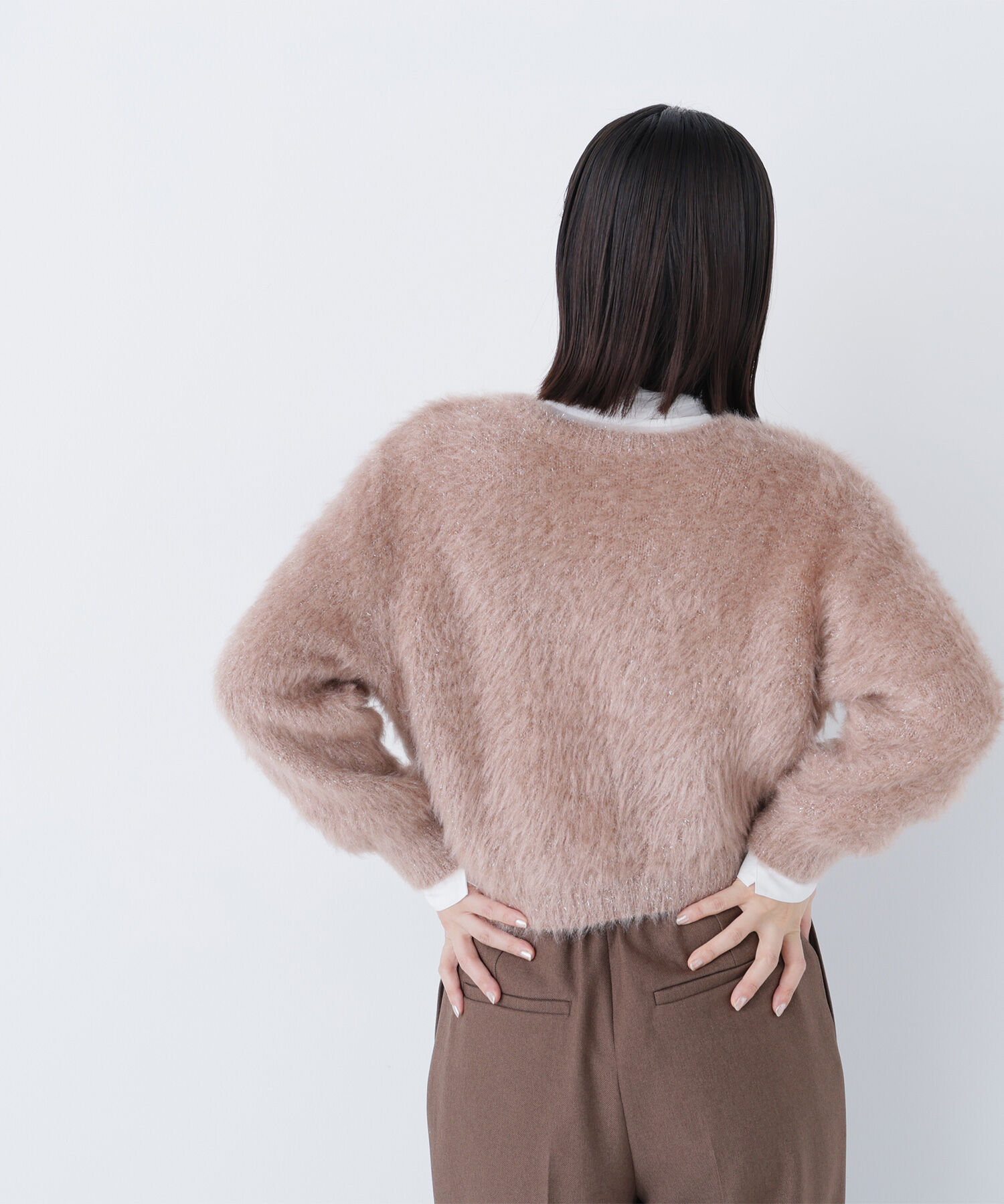  「デザインボタンラメシャギーカーディガン」|ニット・セーター|