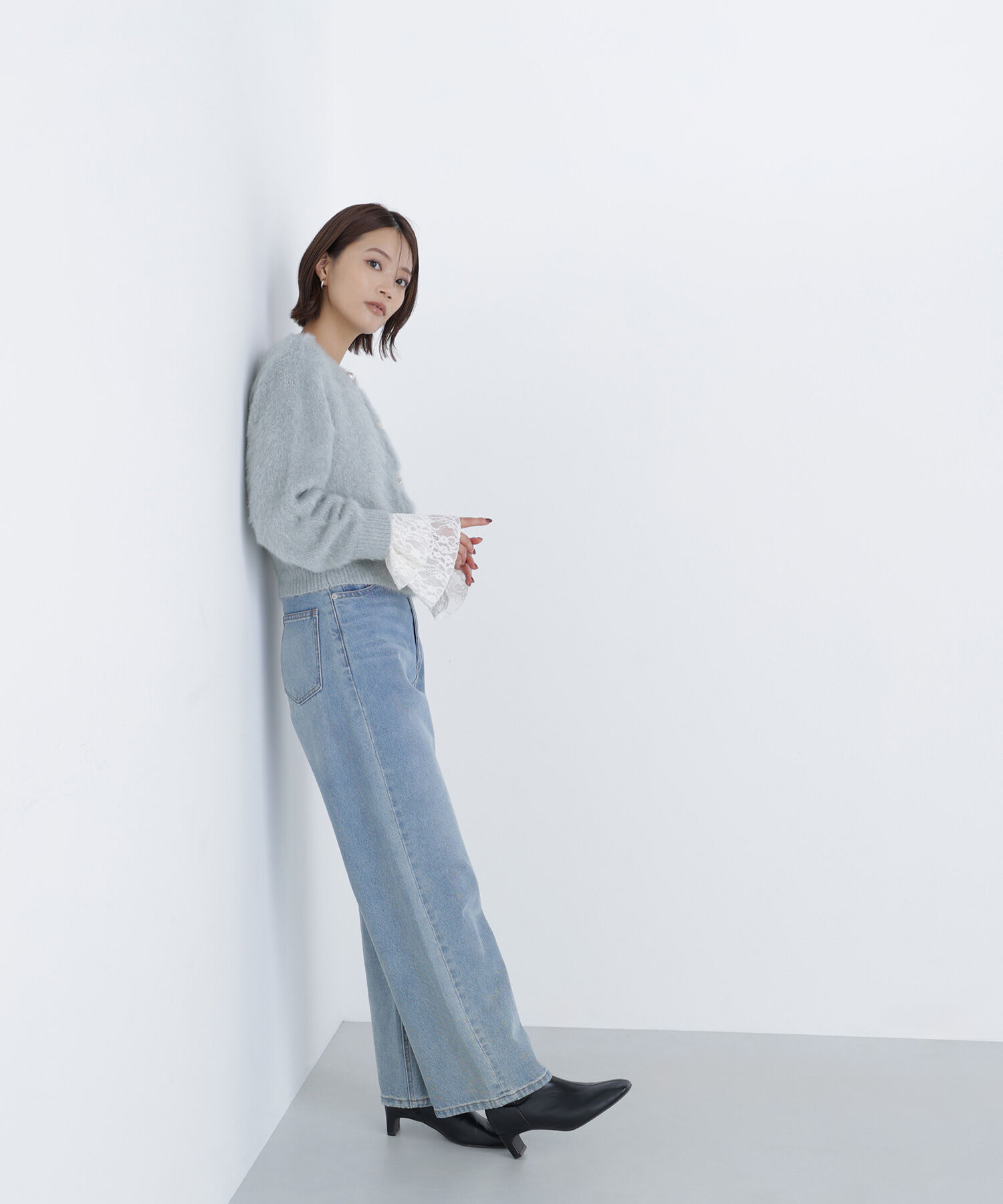  「デザインボタンラメシャギーカーディガン」|ニット・セーター|