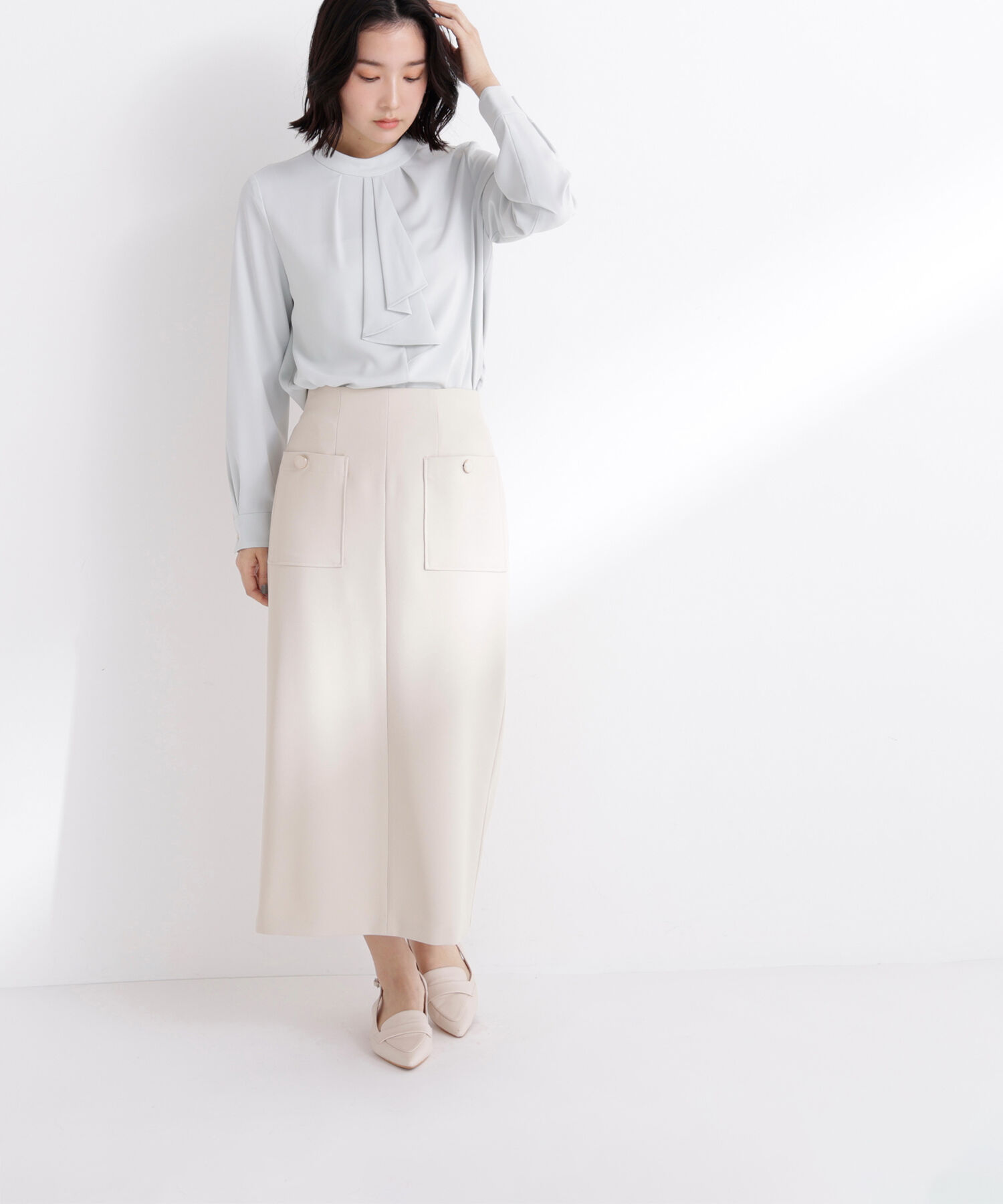  「アウトポケットナロースカート」|スカート|ベージュ