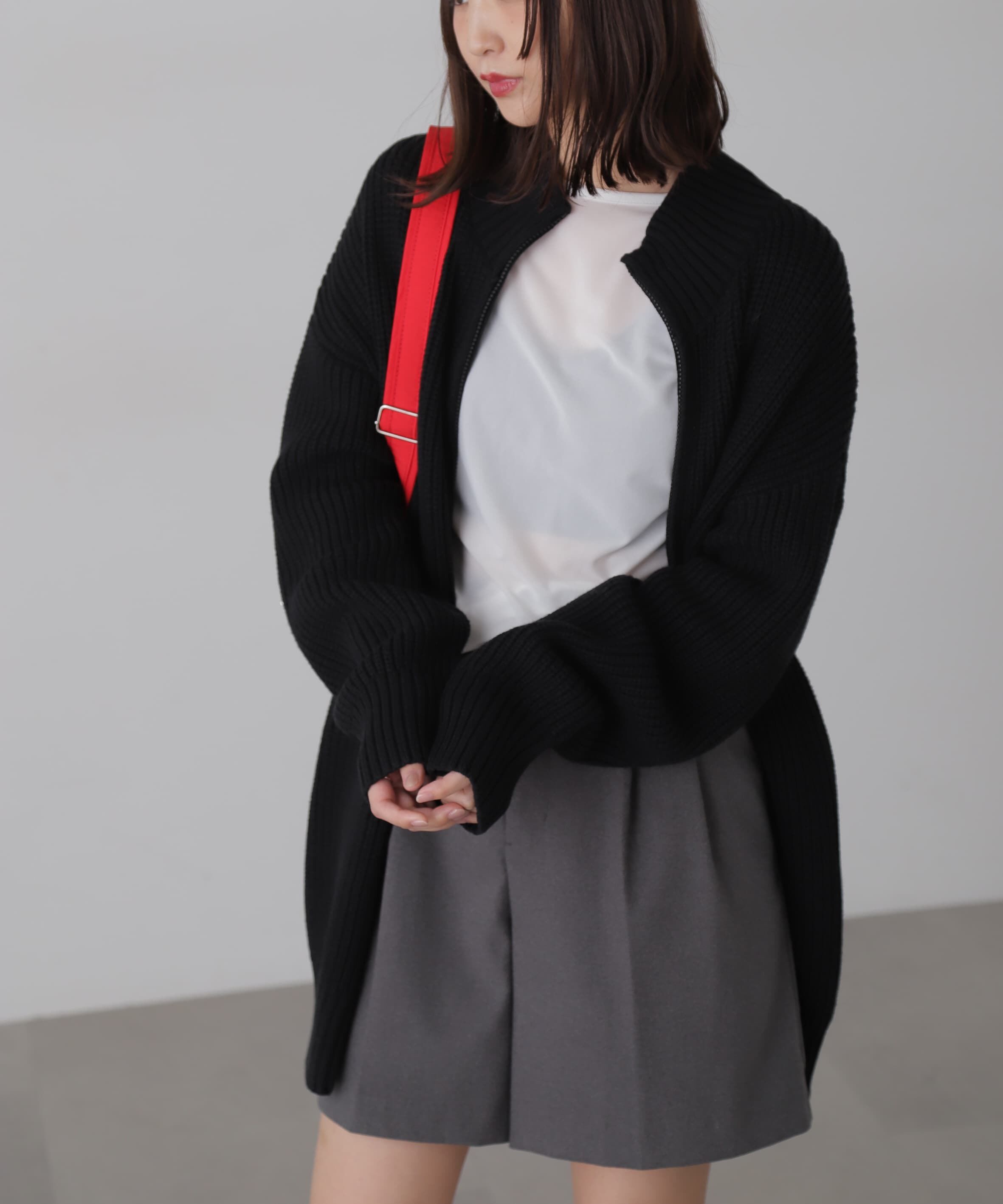  「ジップニットミニワンピース」|ワンピース|