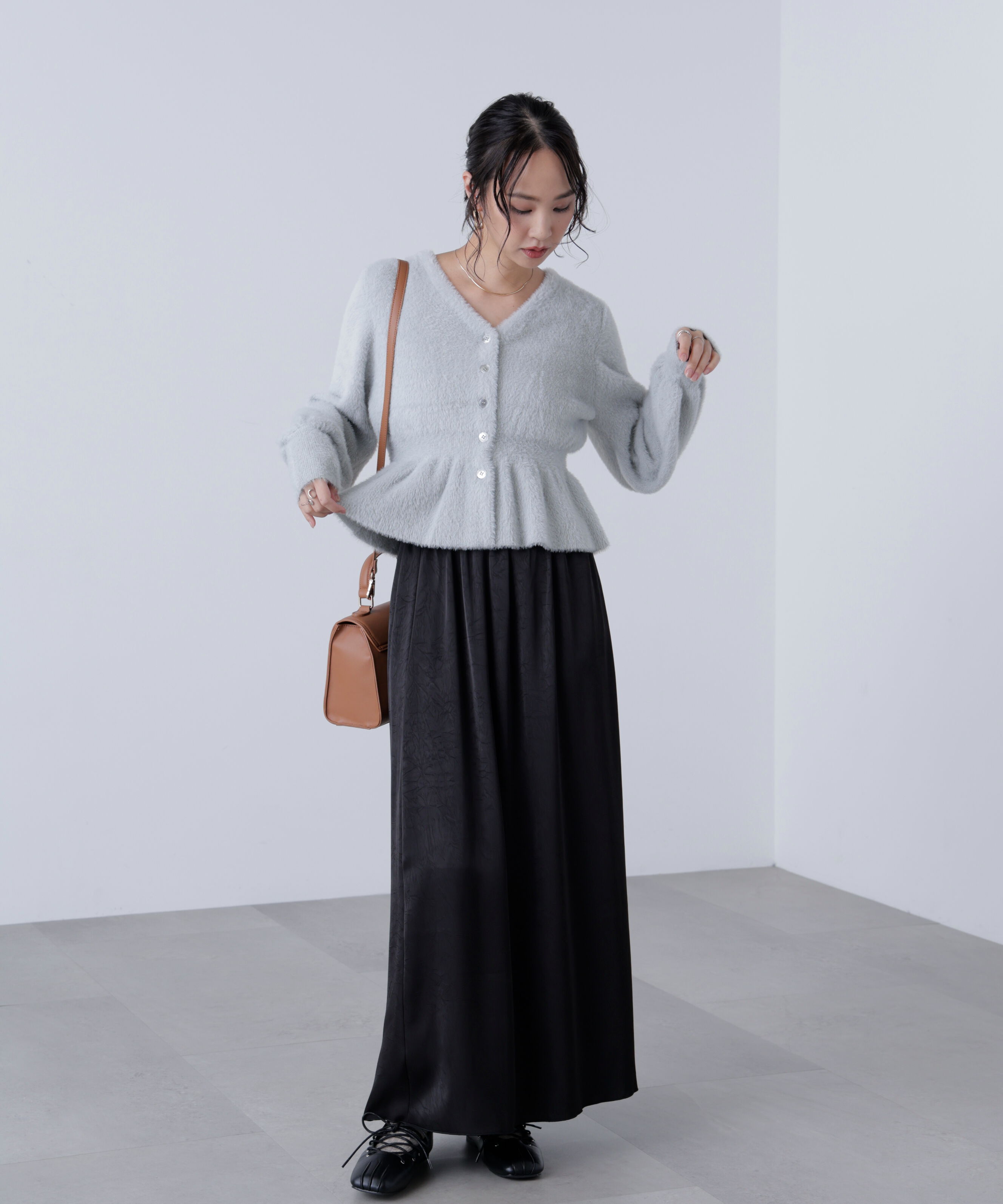  「サテンナローロングスカート」|スカート|