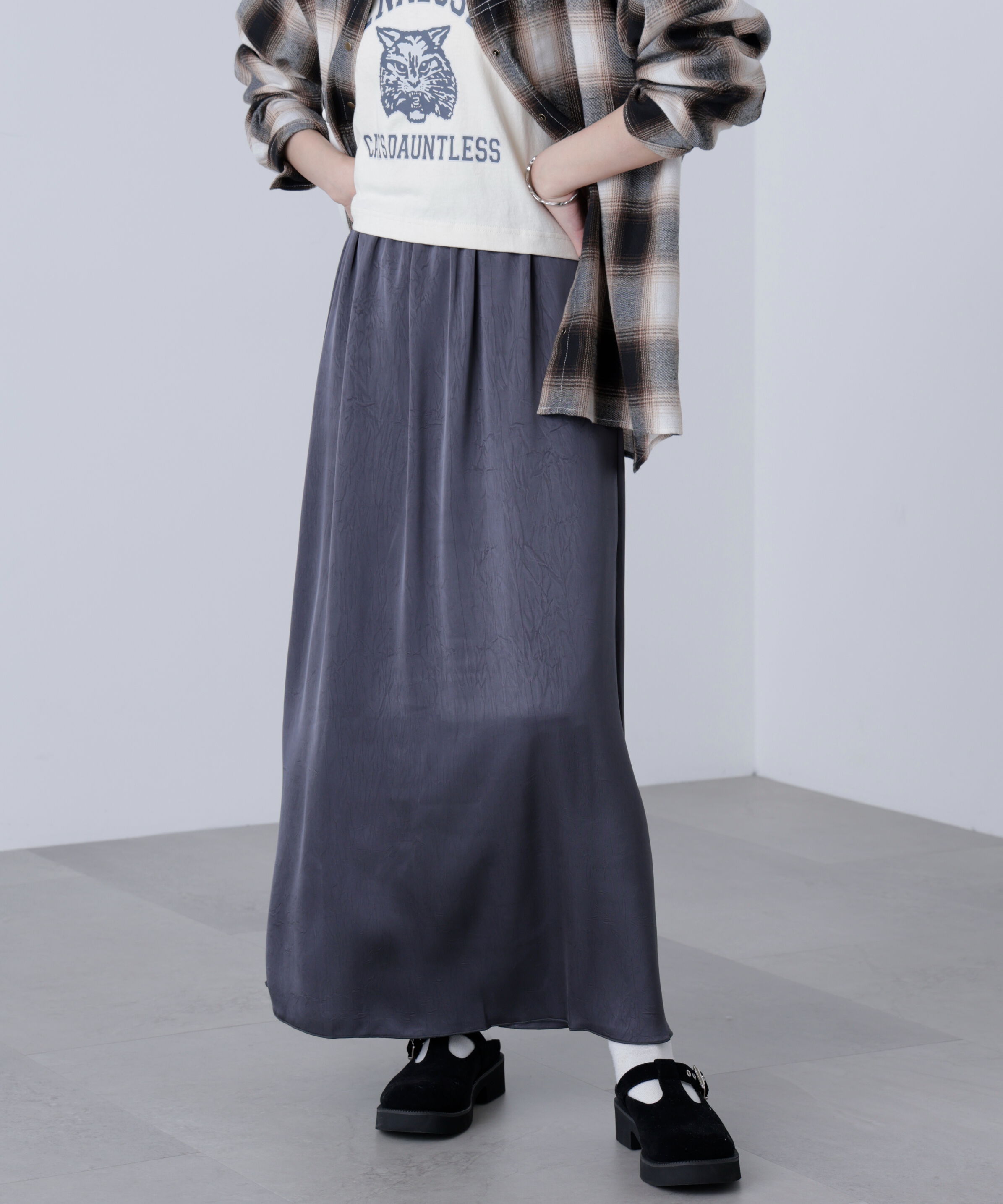  「サテンナローロングスカート」|スカート|