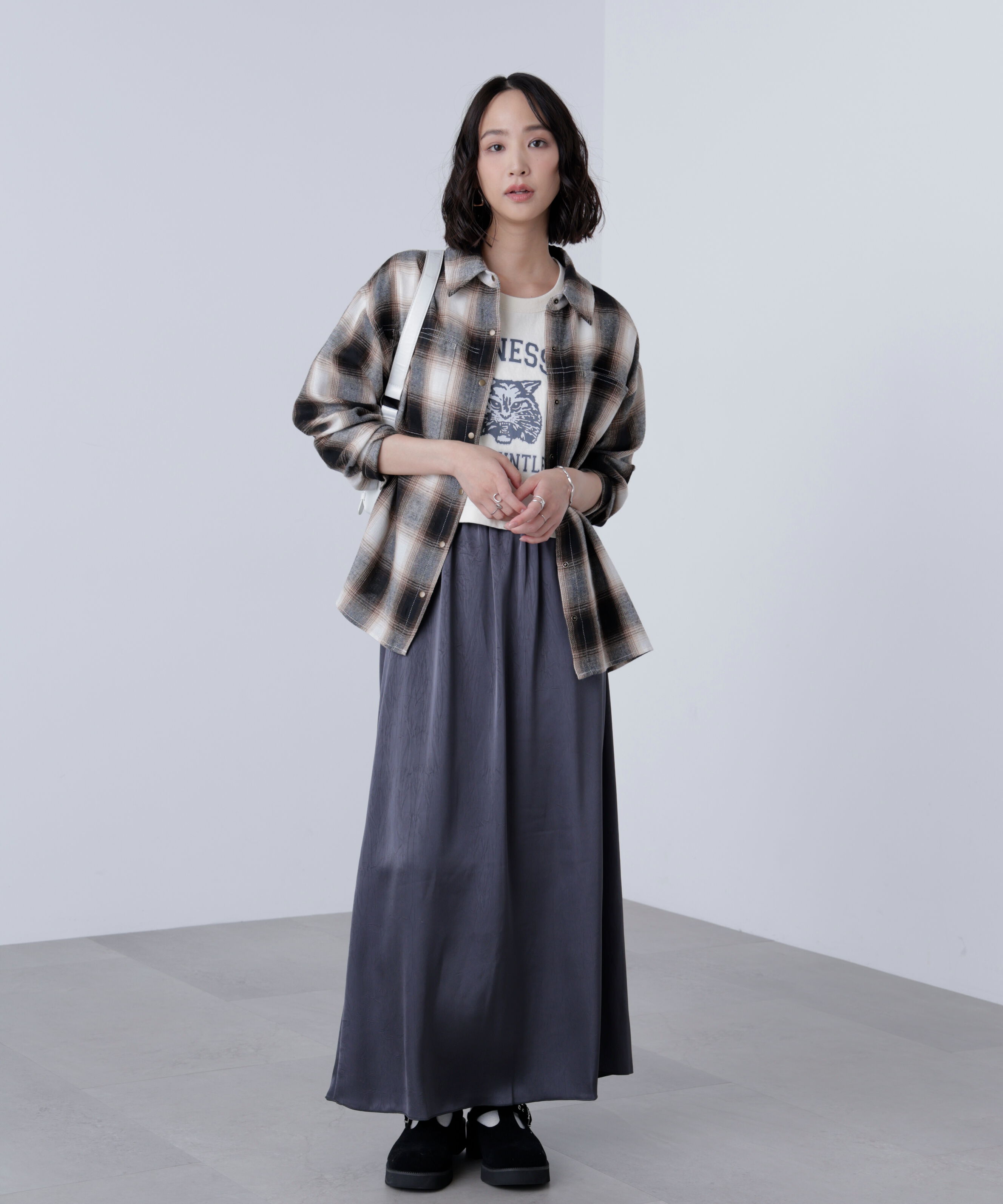  「サテンナローロングスカート」|スカート|