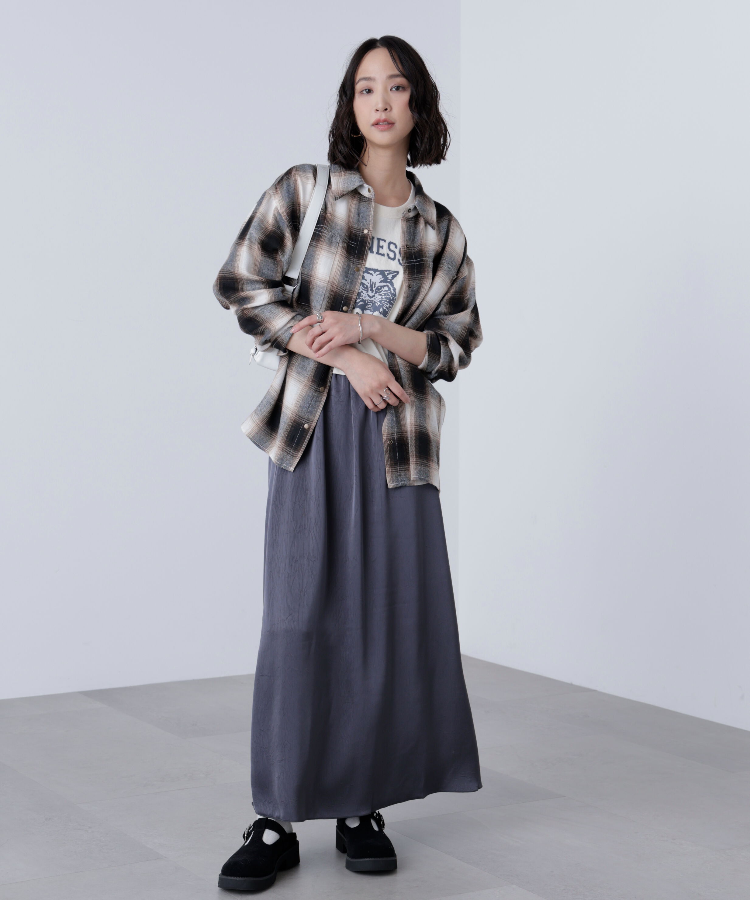  「サテンナローロングスカート」|スカート|