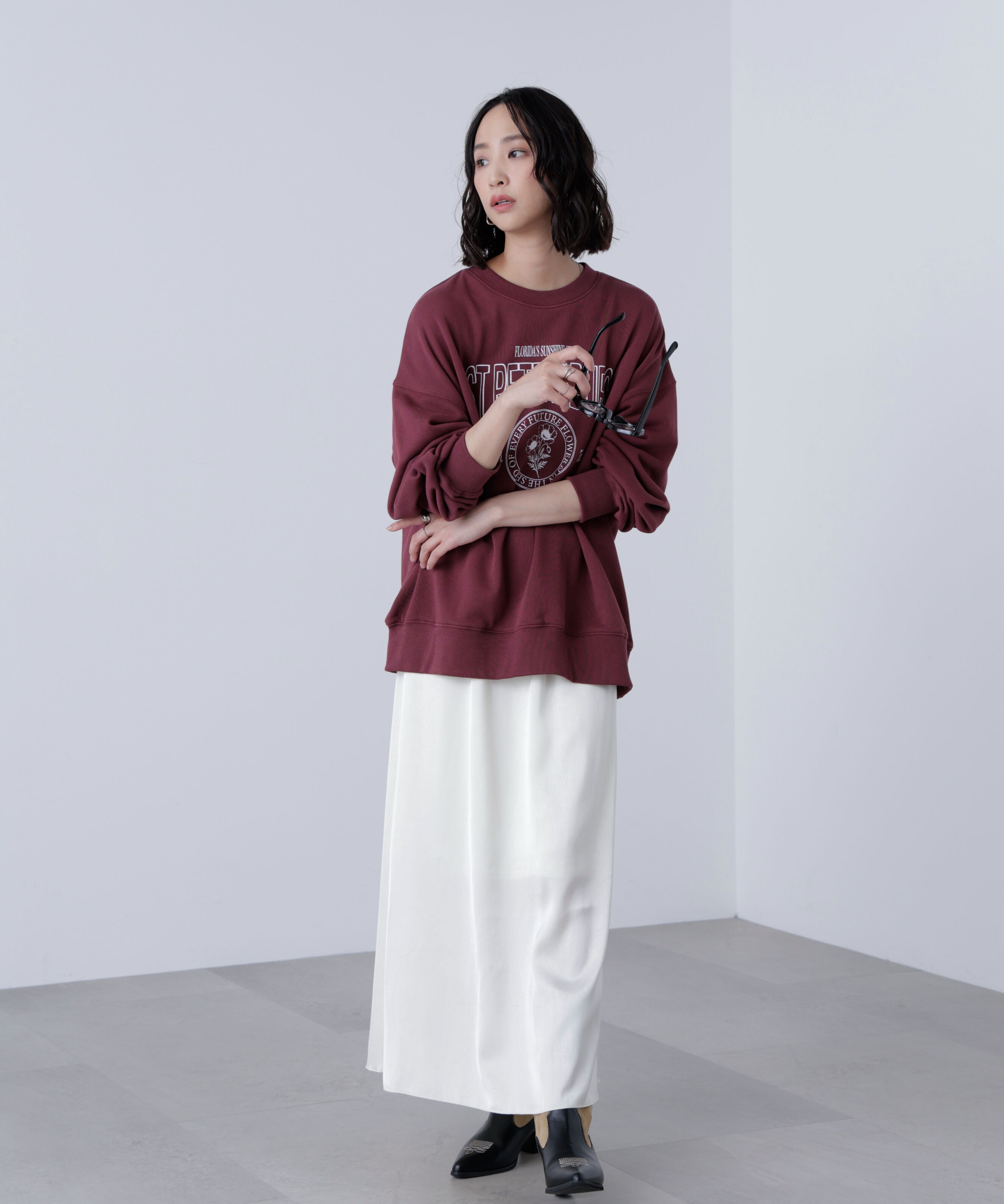  「サテンナローロングスカート」|スカート|