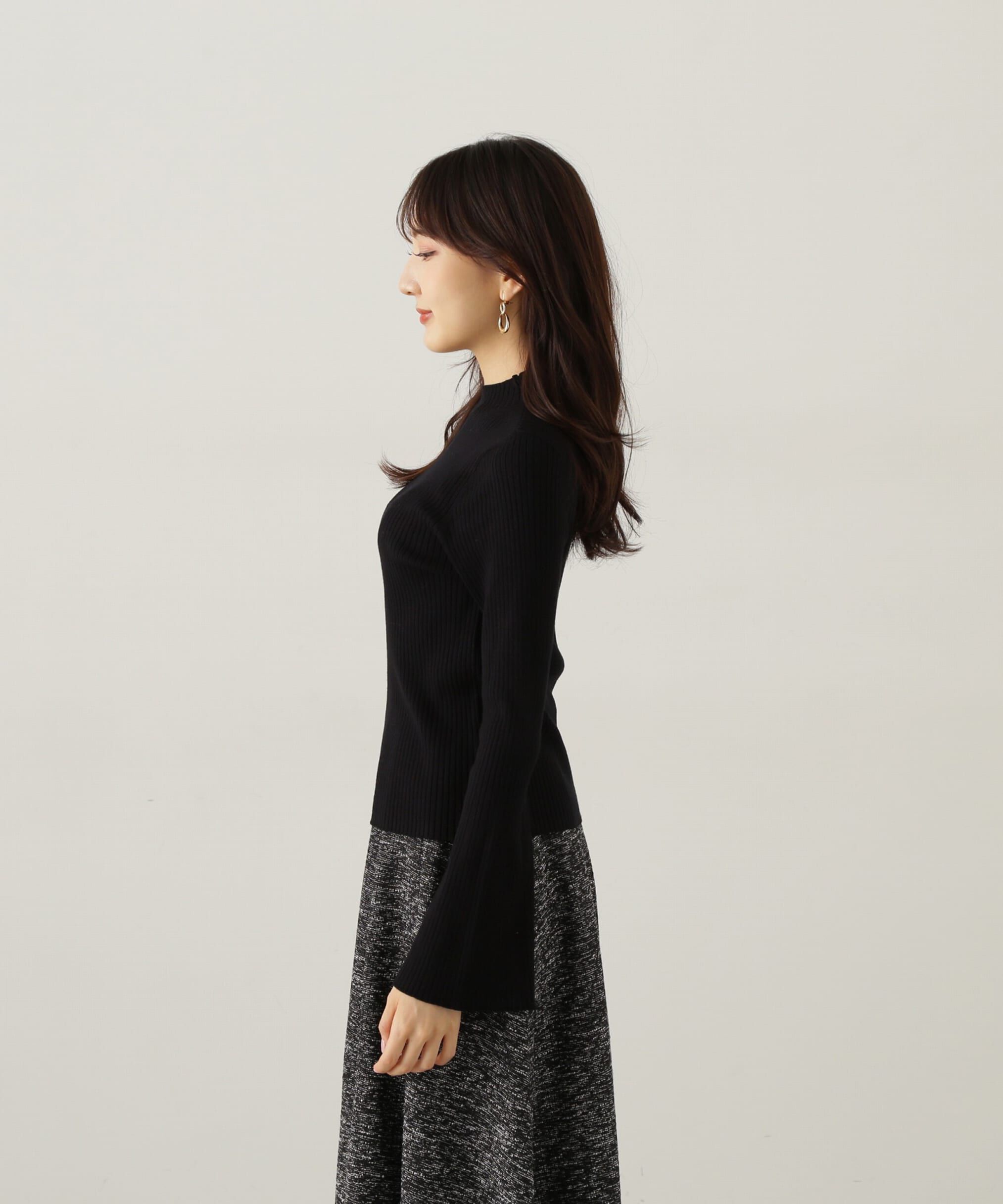 PROPORTION BODY DRESSING「パールボタンモックネックリブニット　24AW」|ニット・セーター|