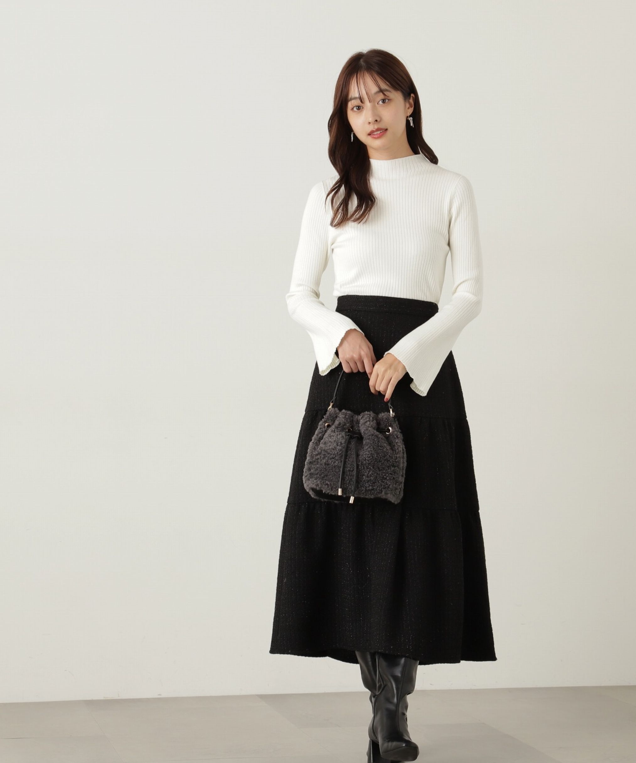 PROPORTION BODY DRESSING「パールボタンモックネックリブニット　24AW」|ニット・セーター|