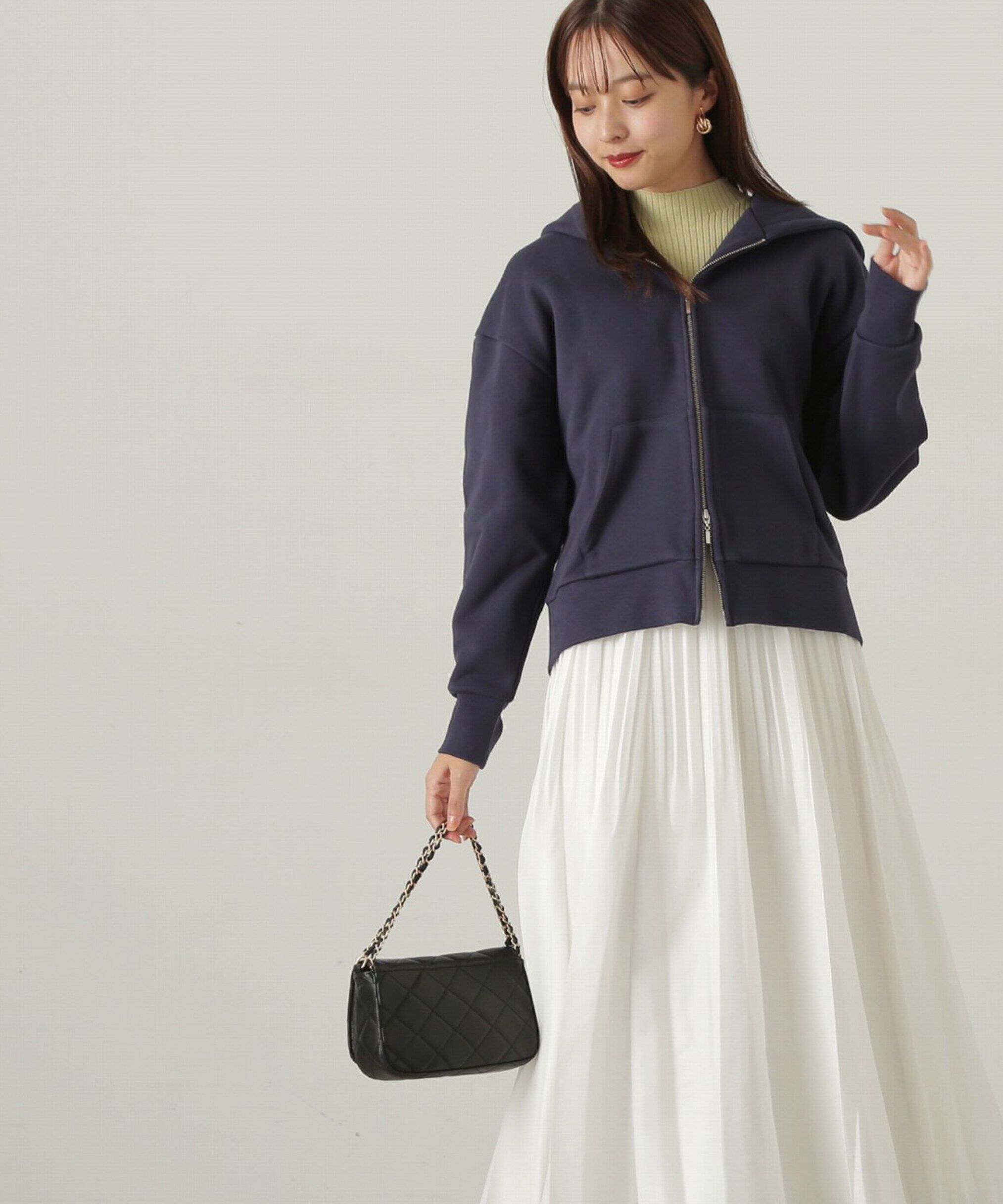 PROPORTION BODY DRESSING「パールボタンモックネックリブニット　24AW」|ニット・セーター|