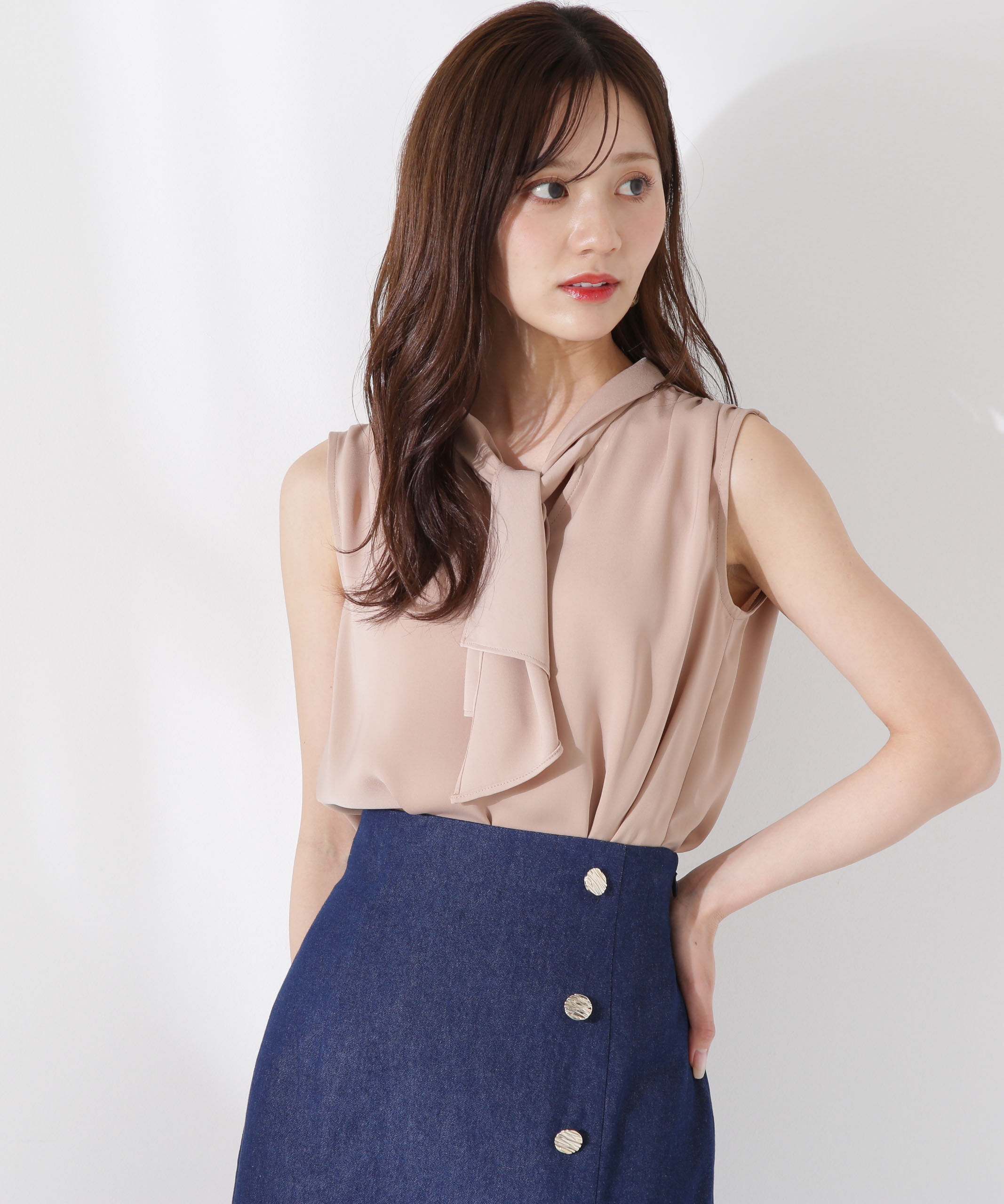 PROPORTION BODY DRESSING「パール付きフリルタイブラウス」|シャツ・ブラウス|