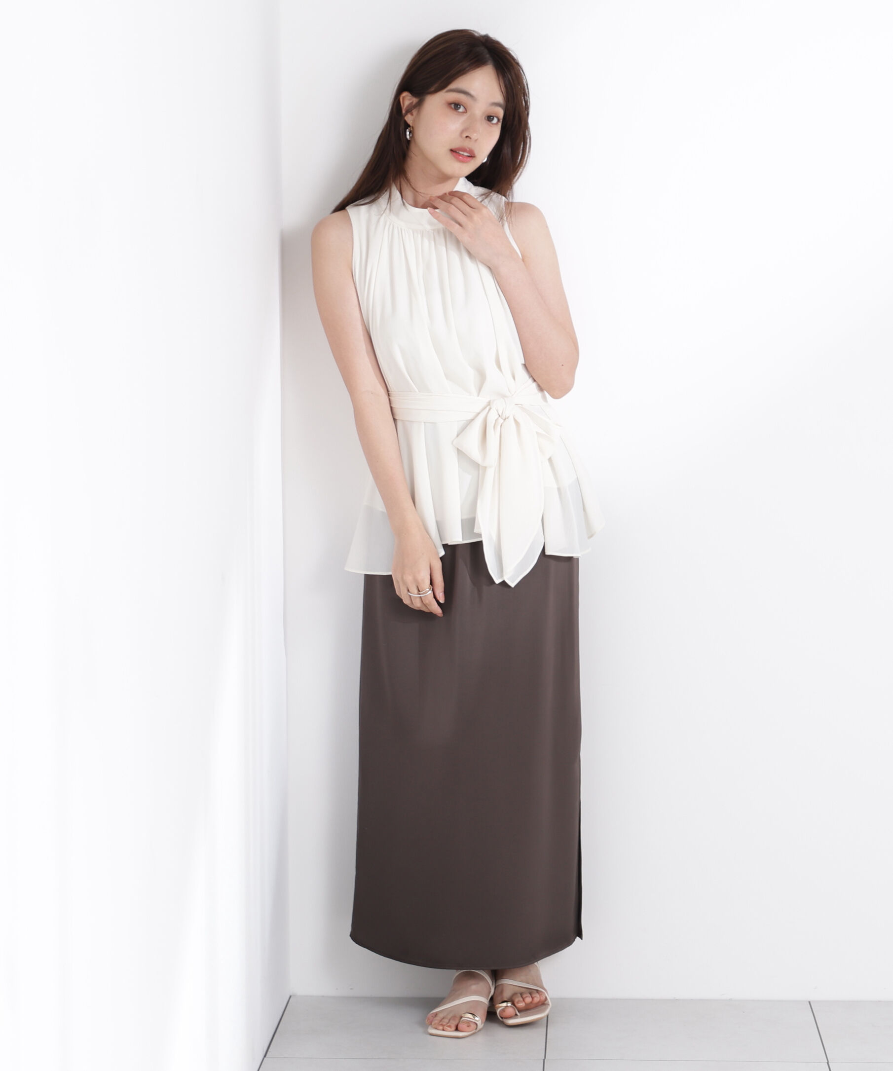 PROPORTION BODY DRESSING「ベルト付楊柳ブラウス」|シャツ・ブラウス|