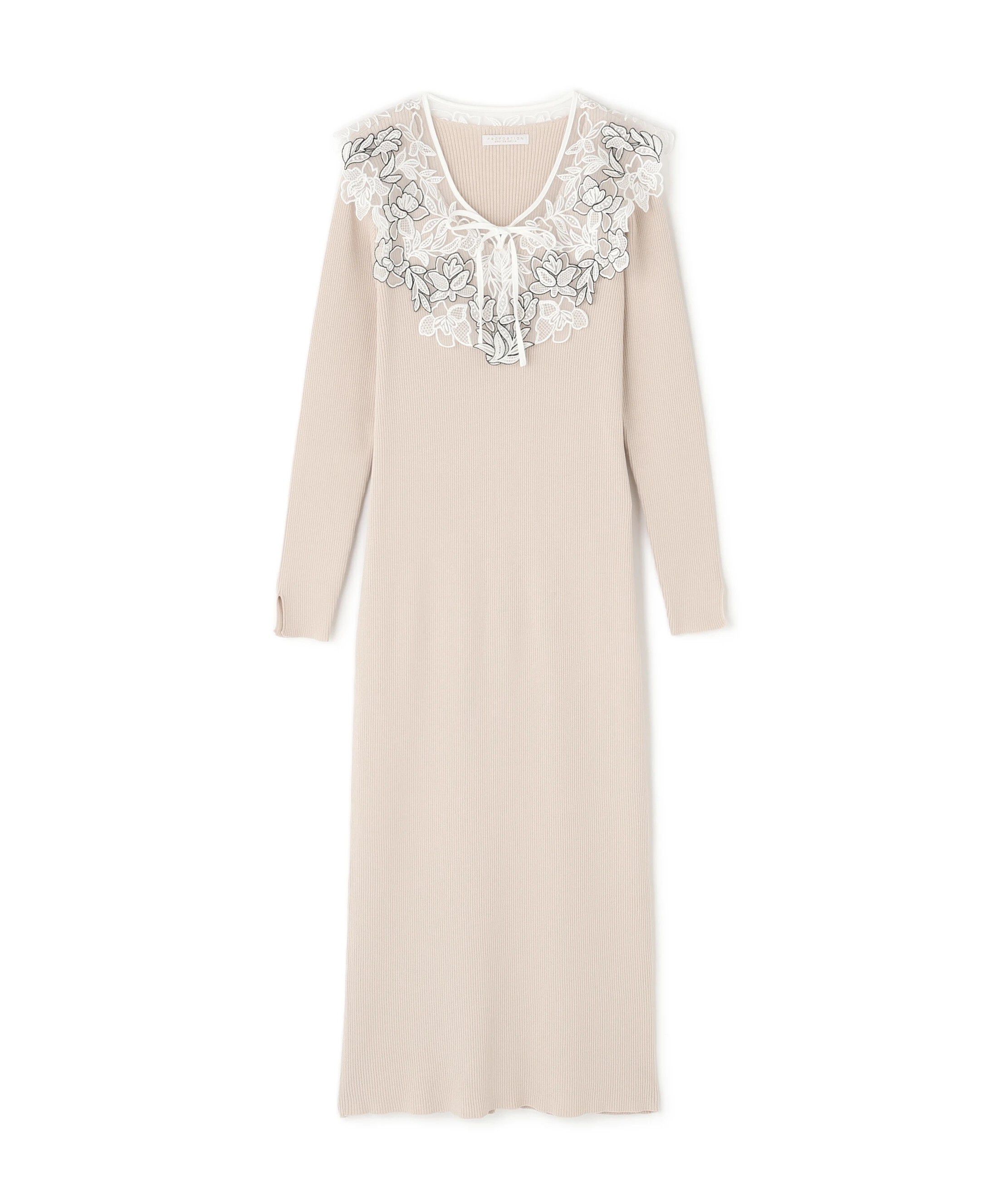 PROPORTION BODY DRESSING「ケープ風レース付きニットワンピース 25AW」|ワンピース|