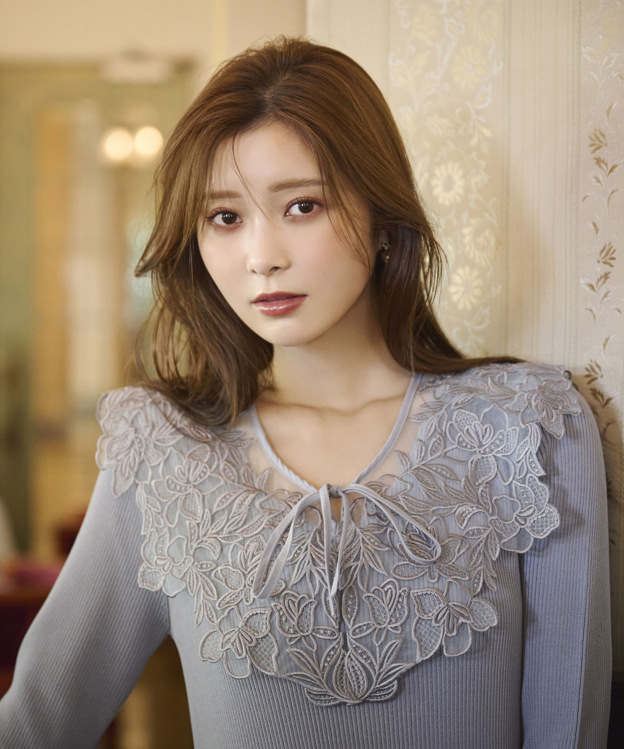 PROPORTION BODY DRESSING「ケープ風レース付きニットワンピース 25AW」|ワンピース|