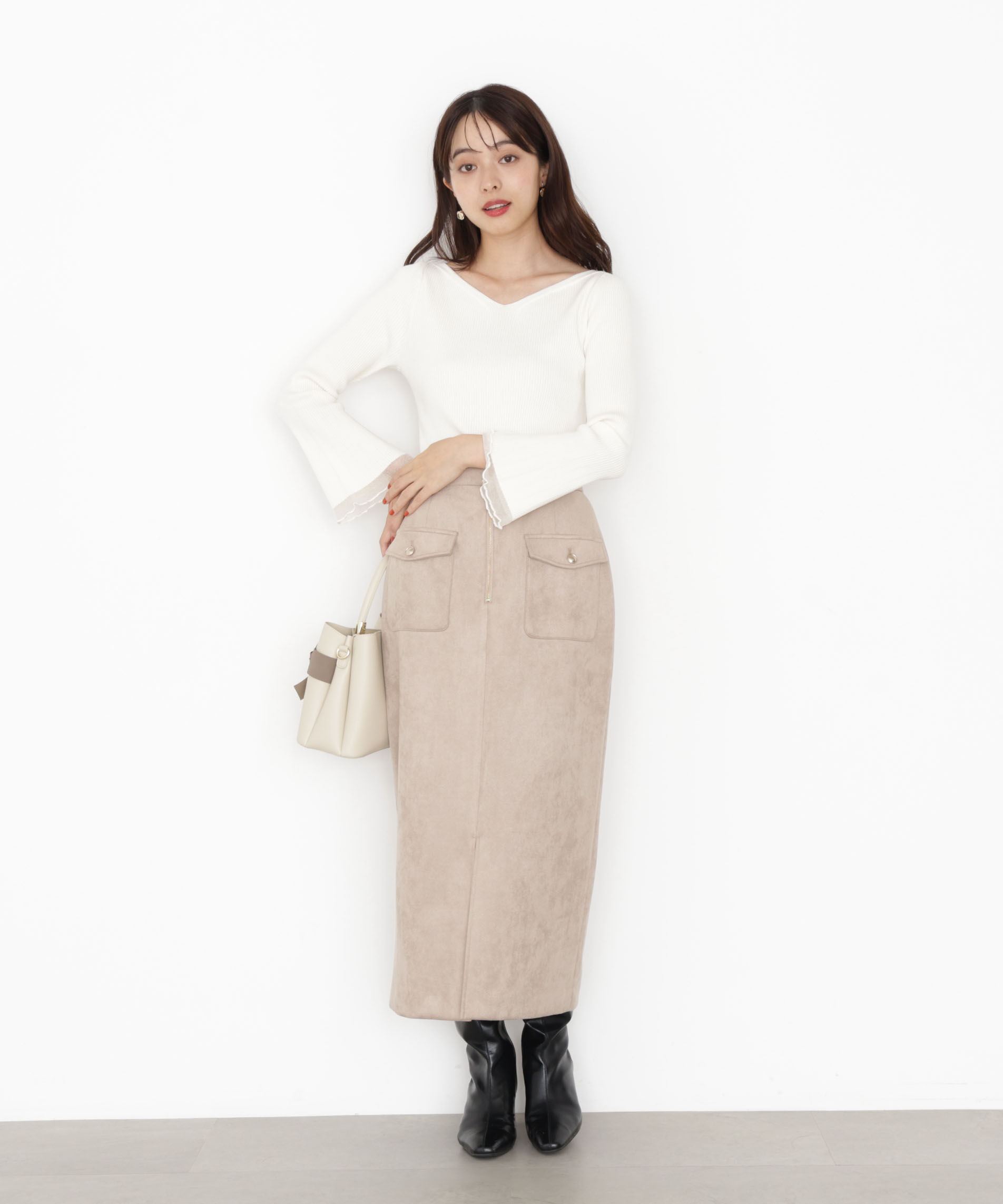 PROPORTION BODY DRESSING「＜ハンドウォッシャブル＞ハートネック部分シアースリーブニット 25AW」|ニット・セーター|