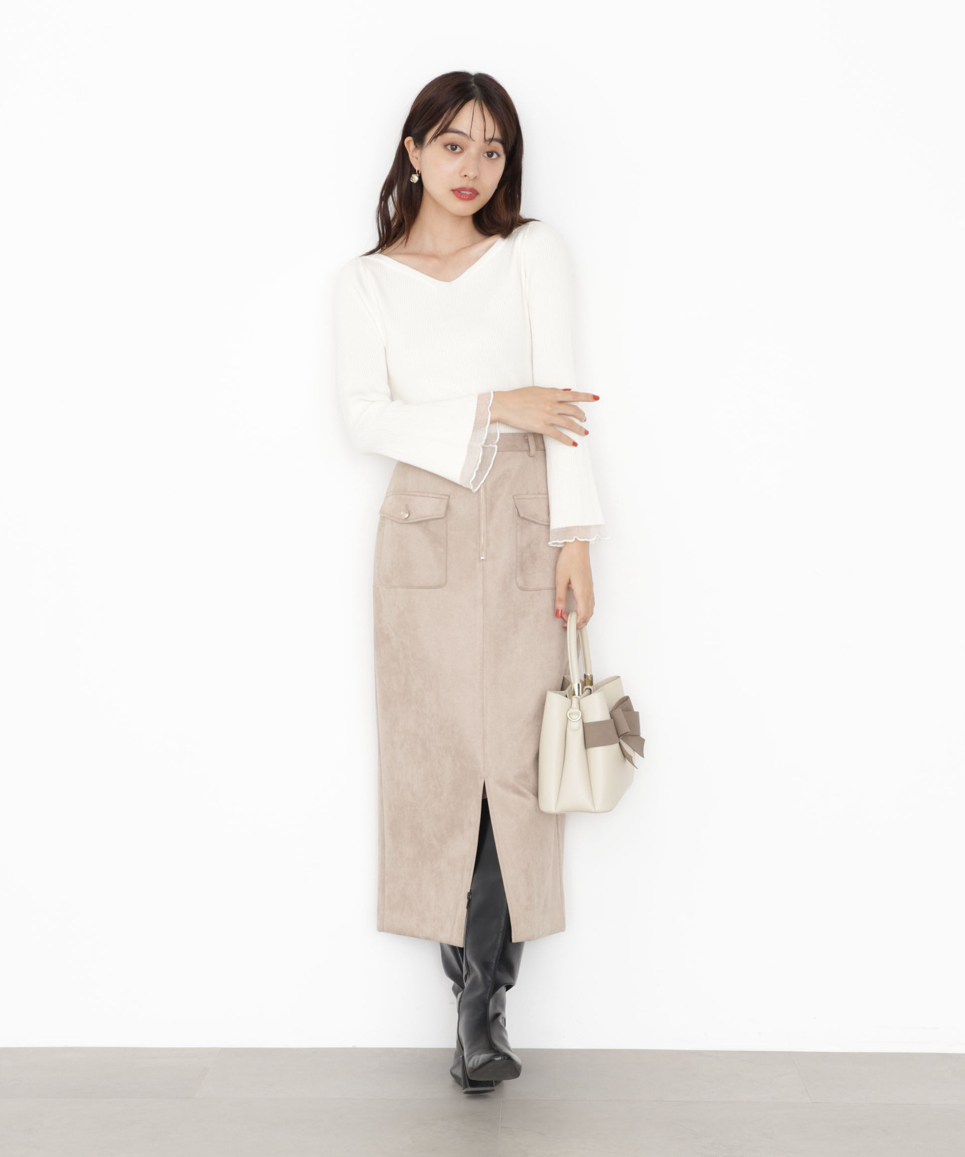 PROPORTION BODY DRESSING「＜ハンドウォッシャブル＞ハートネック部分シアースリーブニット 25AW」|ニット・セーター|