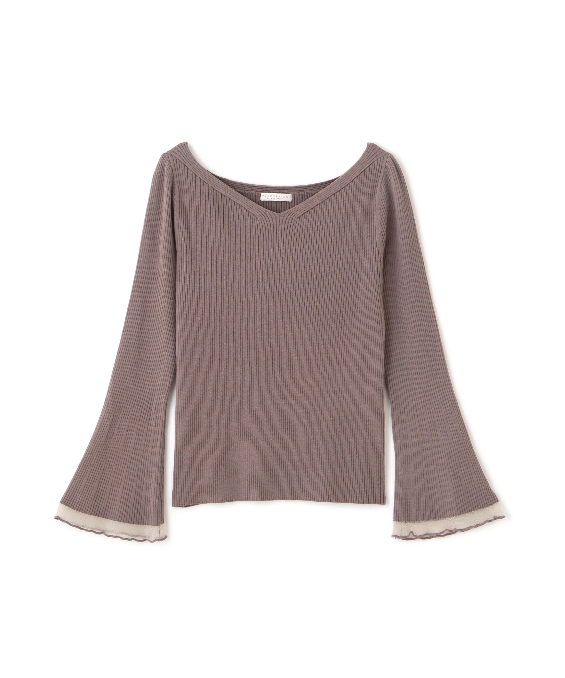 PROPORTION BODY DRESSING「＜ハンドウォッシャブル＞ハートネック部分シアースリーブニット 25AW」|ニット・セーター|