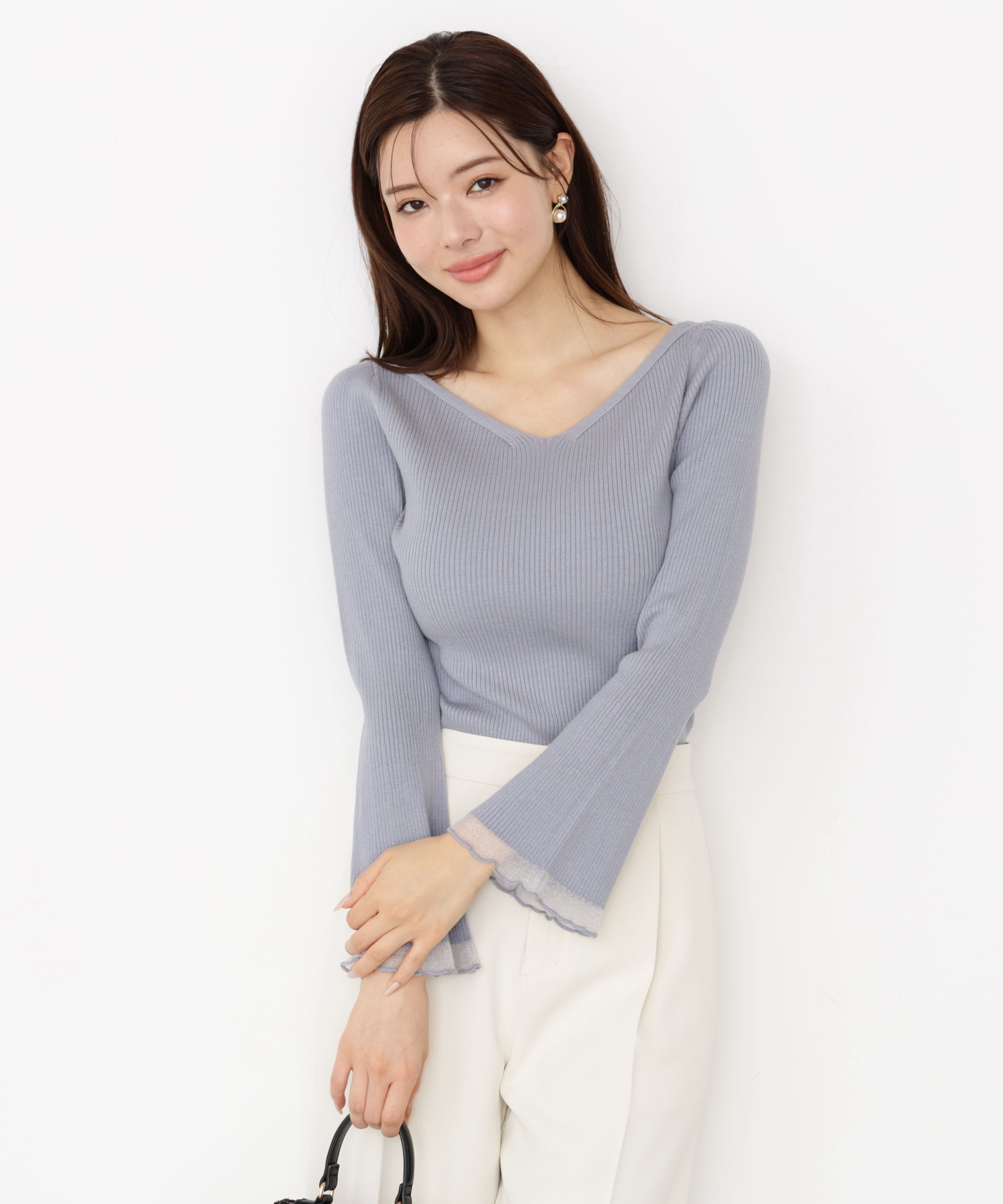 PROPORTION BODY DRESSING「＜ハンドウォッシャブル＞ハートネック部分シアースリーブニット 25AW」|ニット・セーター|