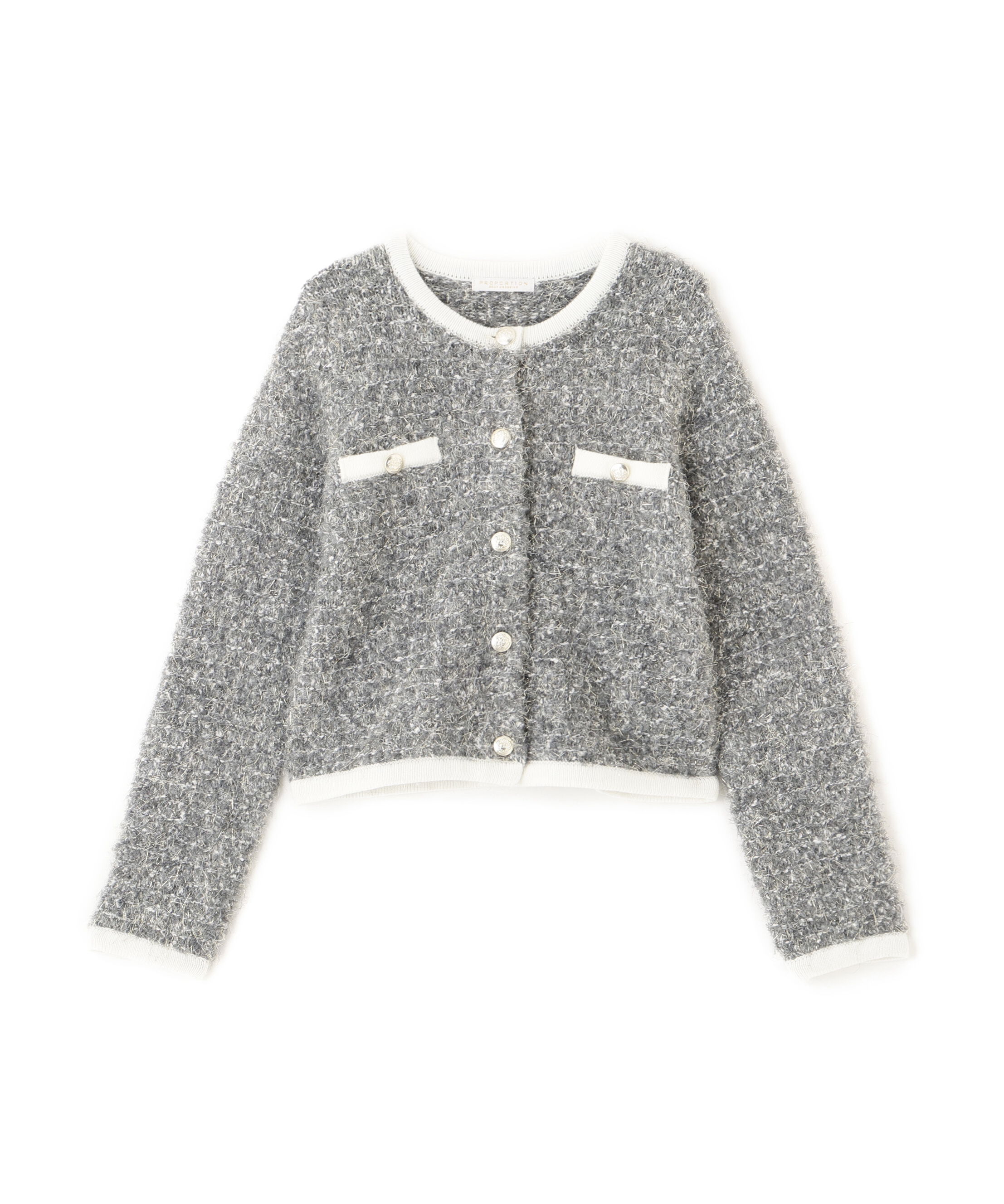 PROPORTION BODY DRESSING「ファンシーツイード風ニットカーディガン 25AW」|カーディガン|