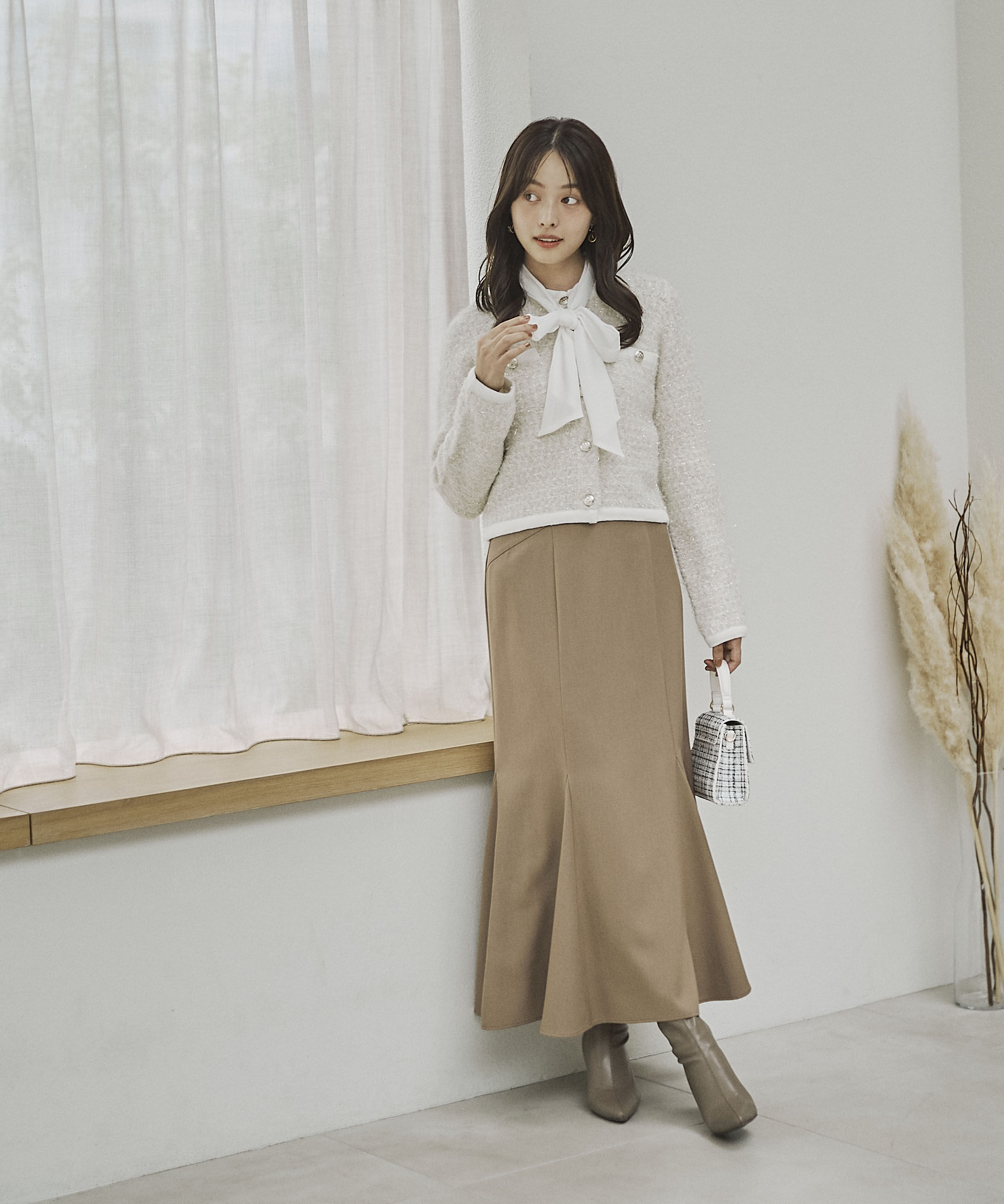 PROPORTION BODY DRESSING「ファンシーツイード風ニットカーディガン 25AW」|カーディガン|