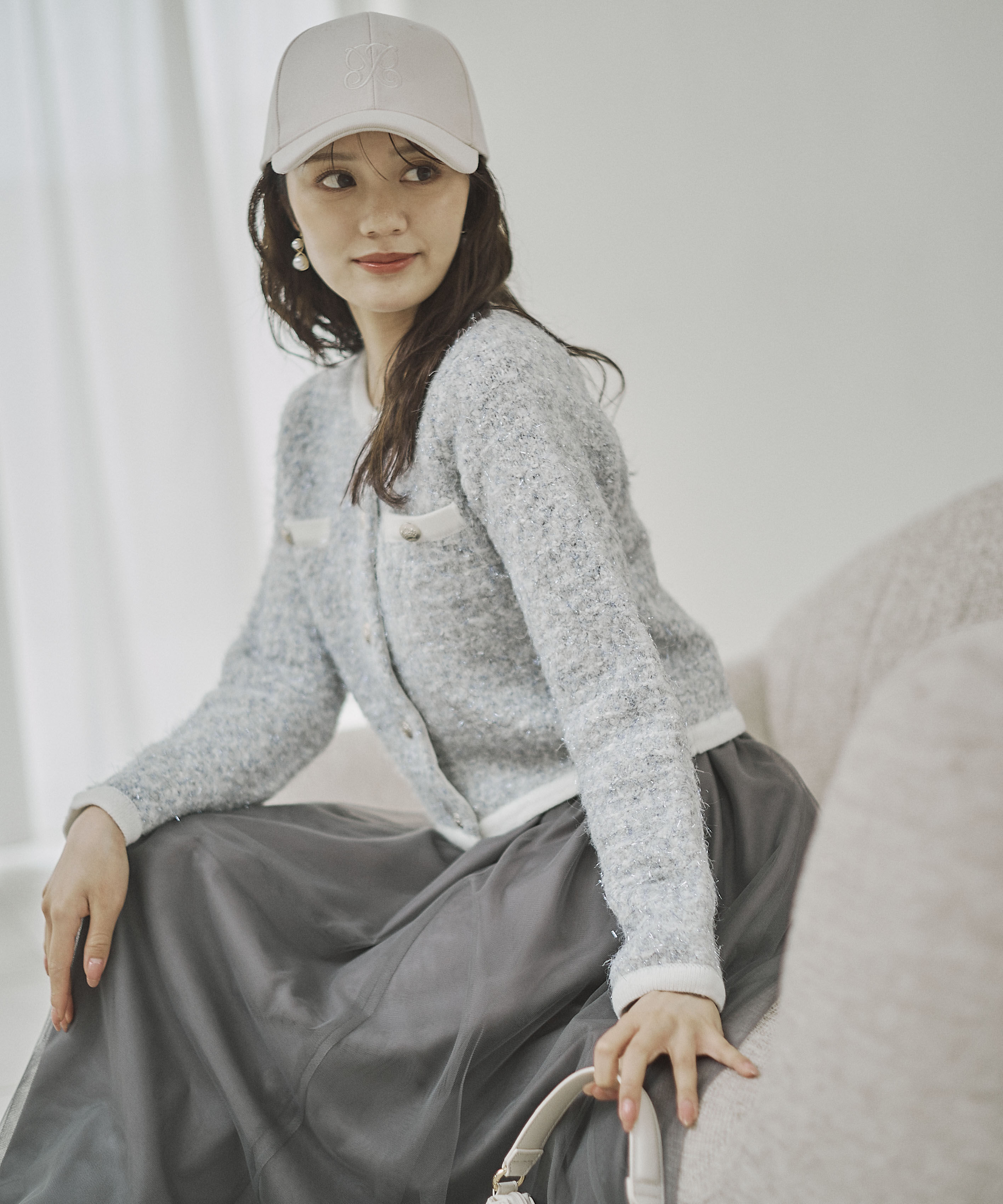 PROPORTION BODY DRESSING「ファンシーツイード風ニットカーディガン 25AW」|カーディガン|