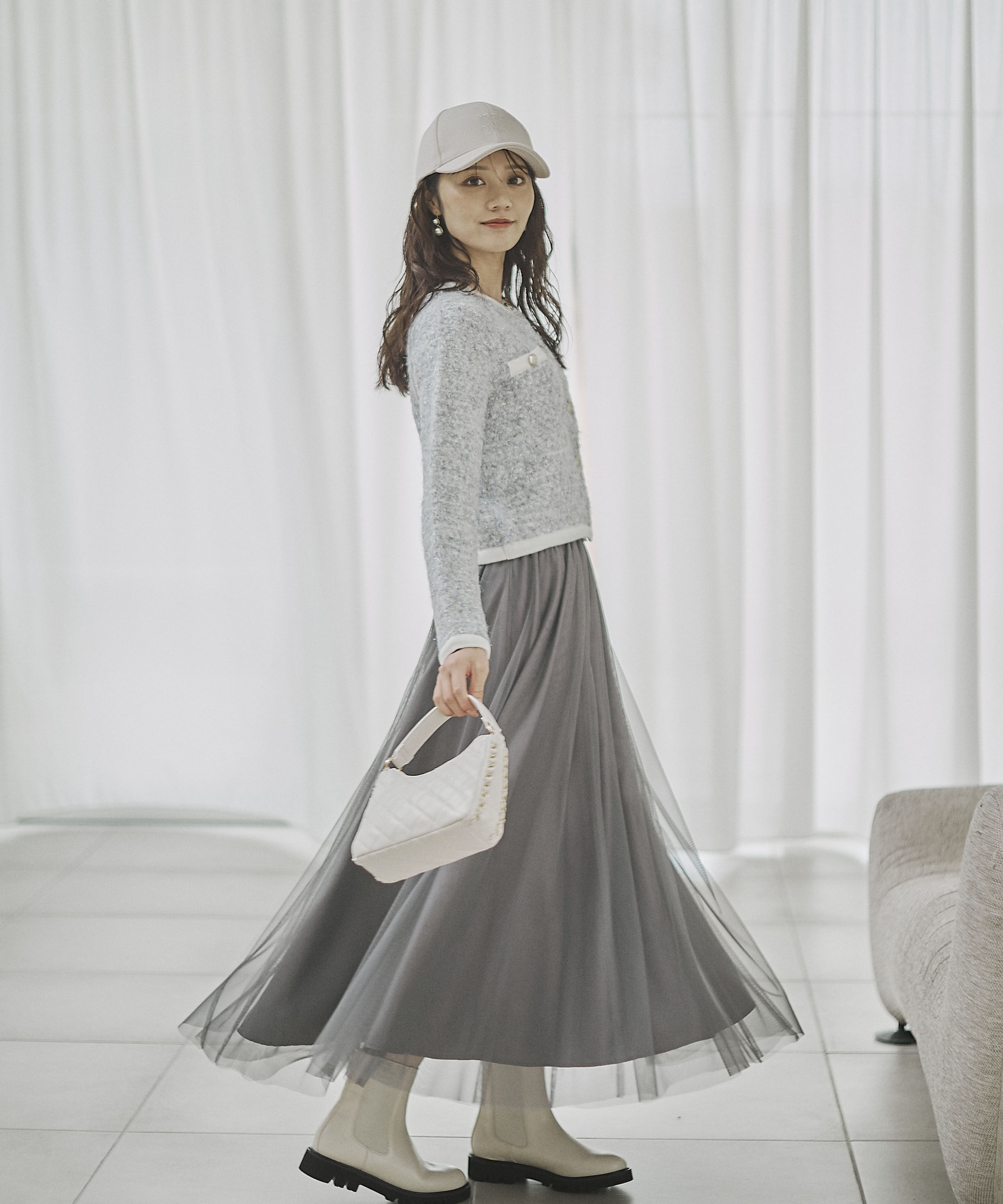 PROPORTION BODY DRESSING「ファンシーツイード風ニットカーディガン 25AW」|カーディガン|