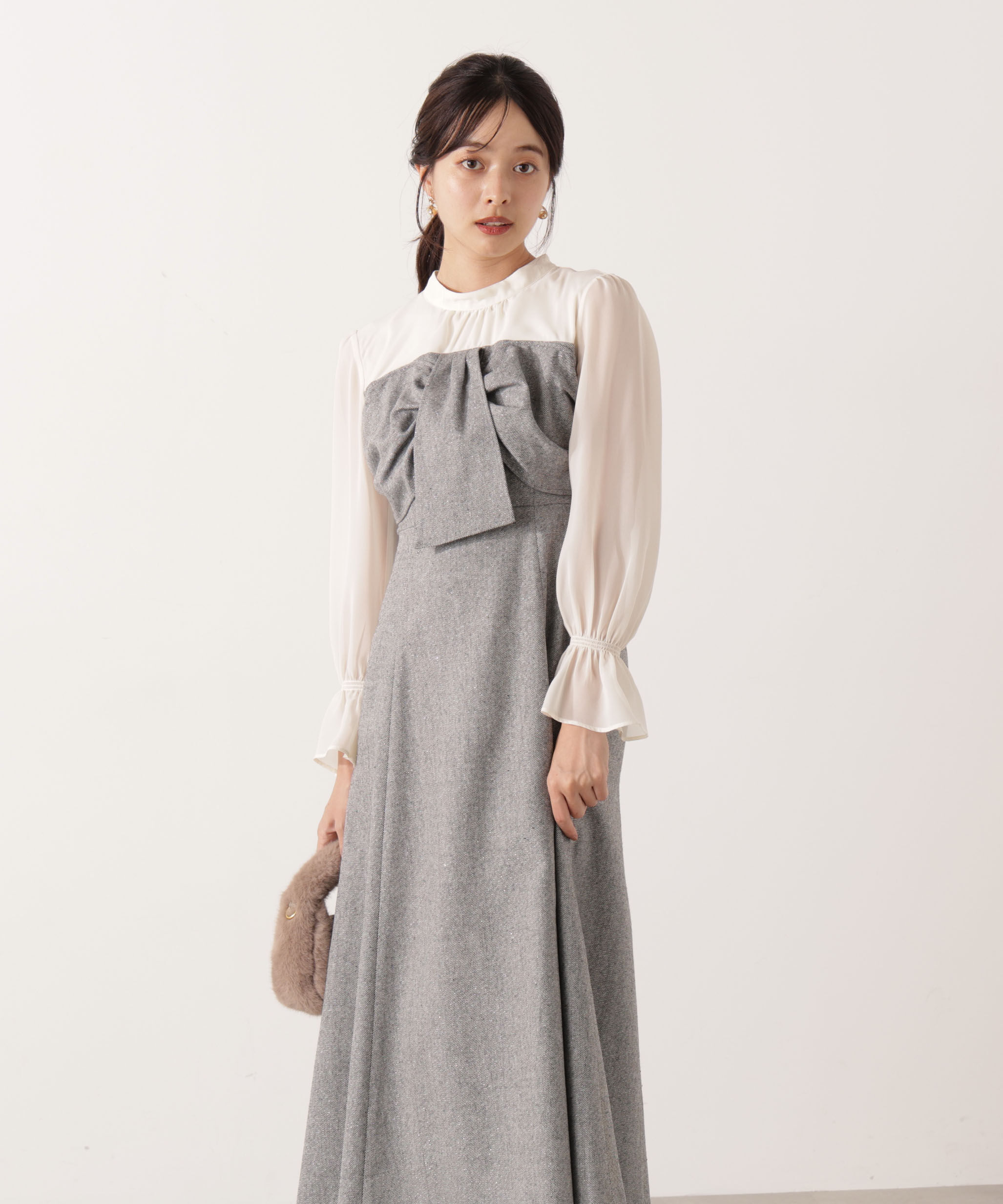 PROPORTION BODY DRESSING「フロントリボンミックスドッキングワンピース 25AW」|ワンピース|