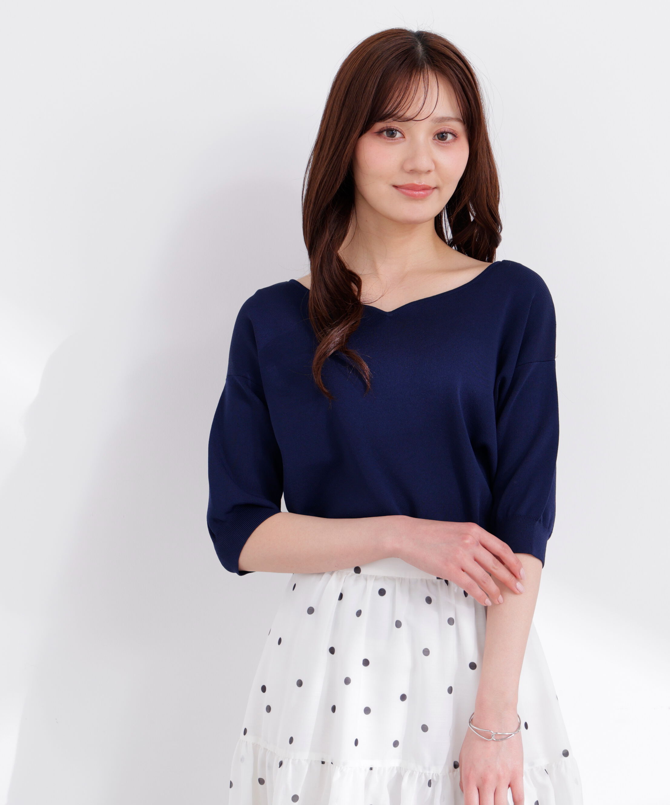 PROPORTION BODY DRESSING「5分袖ハートカットドルマンニット 26SS」|ニット・セーター|