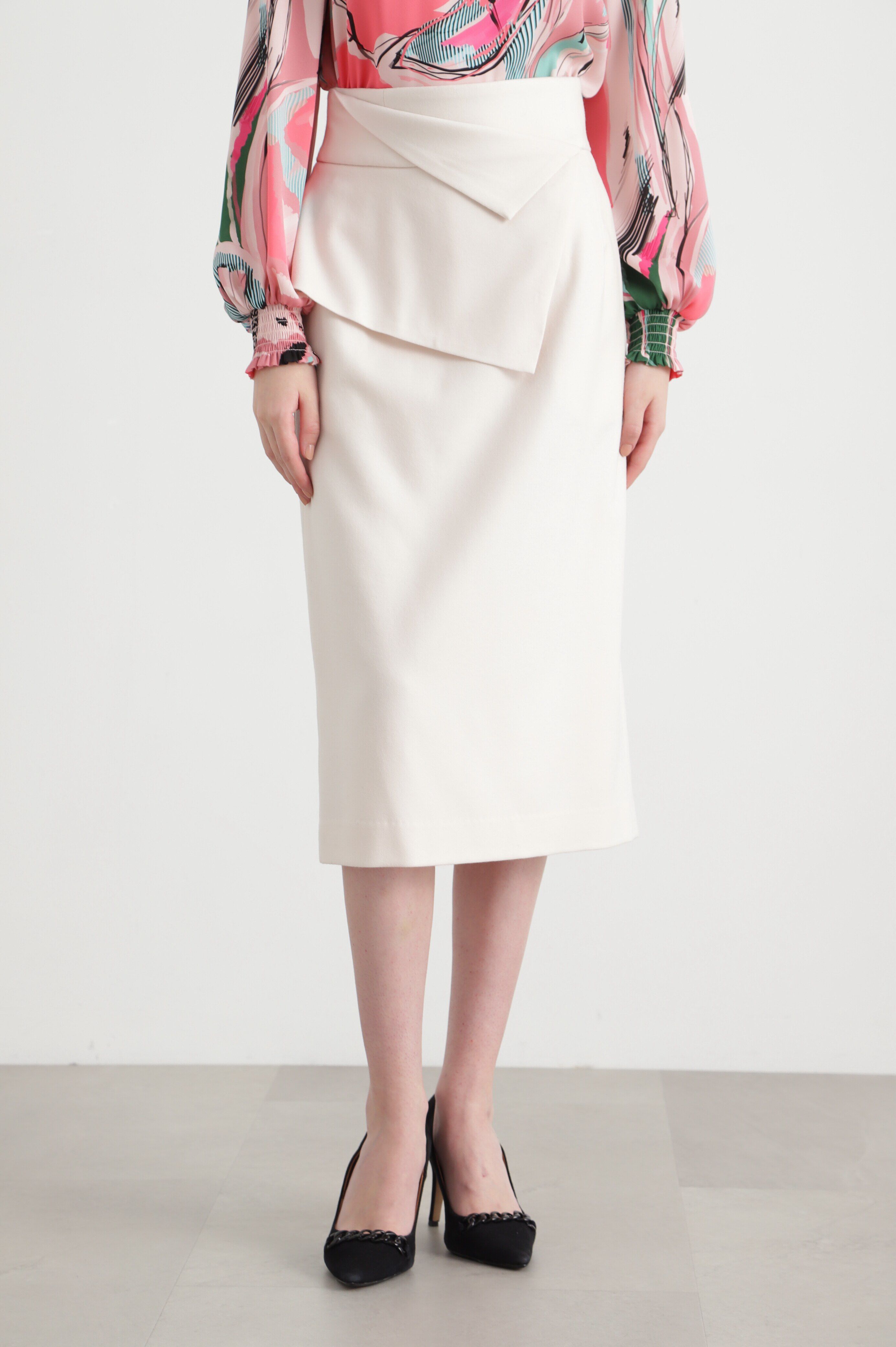  「◆ペプラムフラノスカート」|スカート|ベージュ