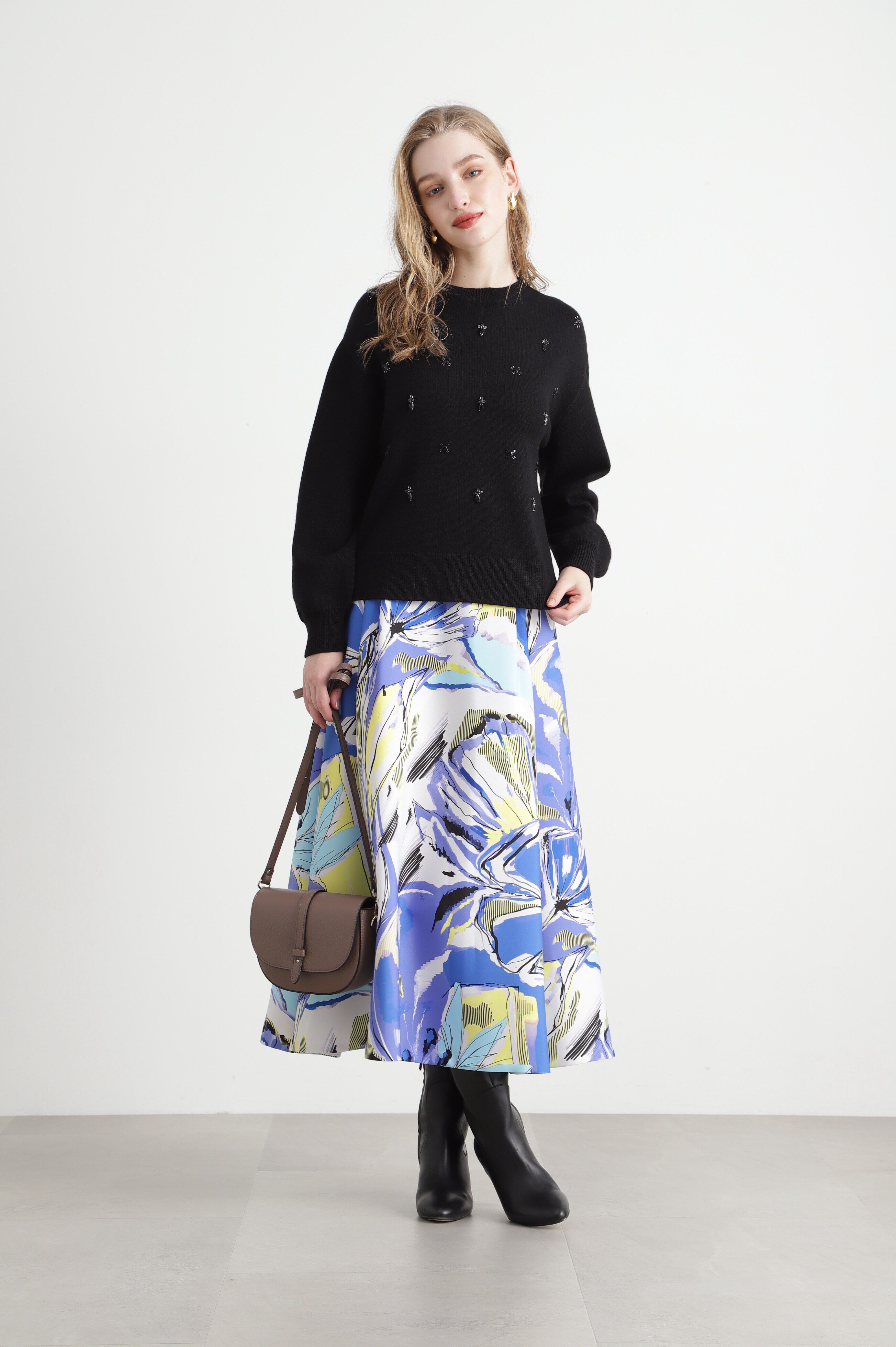  「◆アートフラワープリントスカート」|スカート|