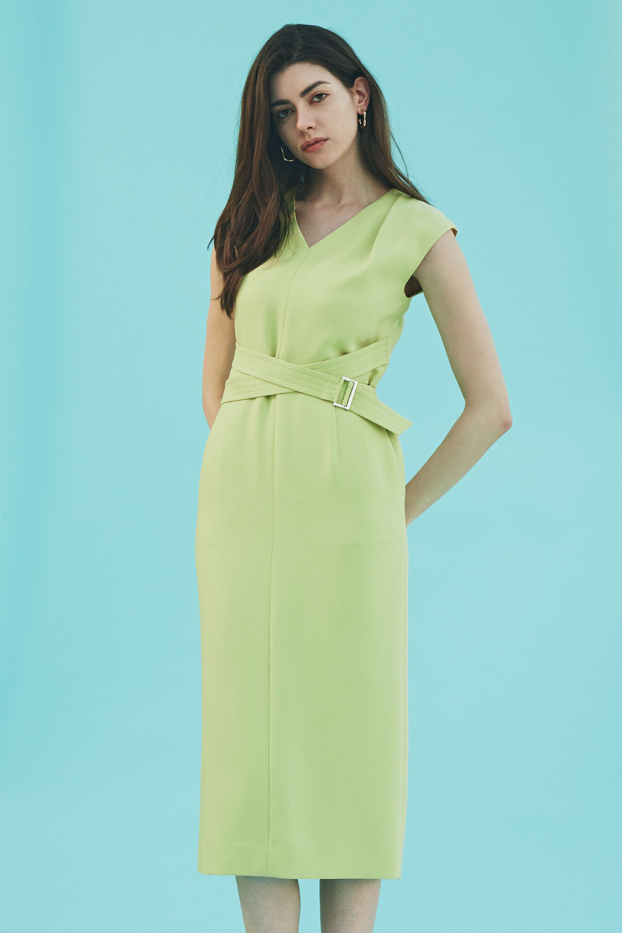  「◆ウエストクロスオックスワンピース」|ワンピース|イエロー