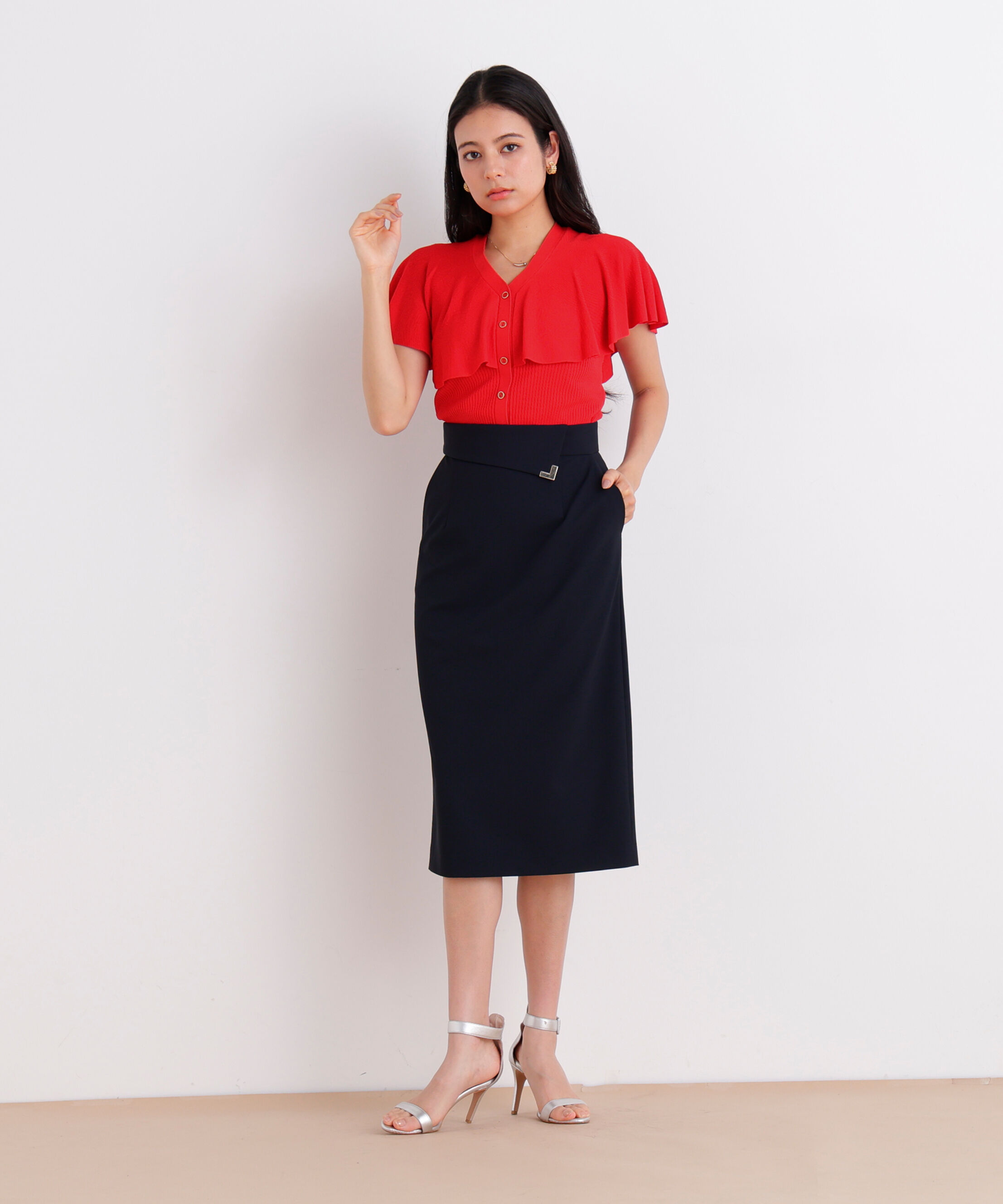  「Vネックケープニットプルオーバー」|ニット・セーター|