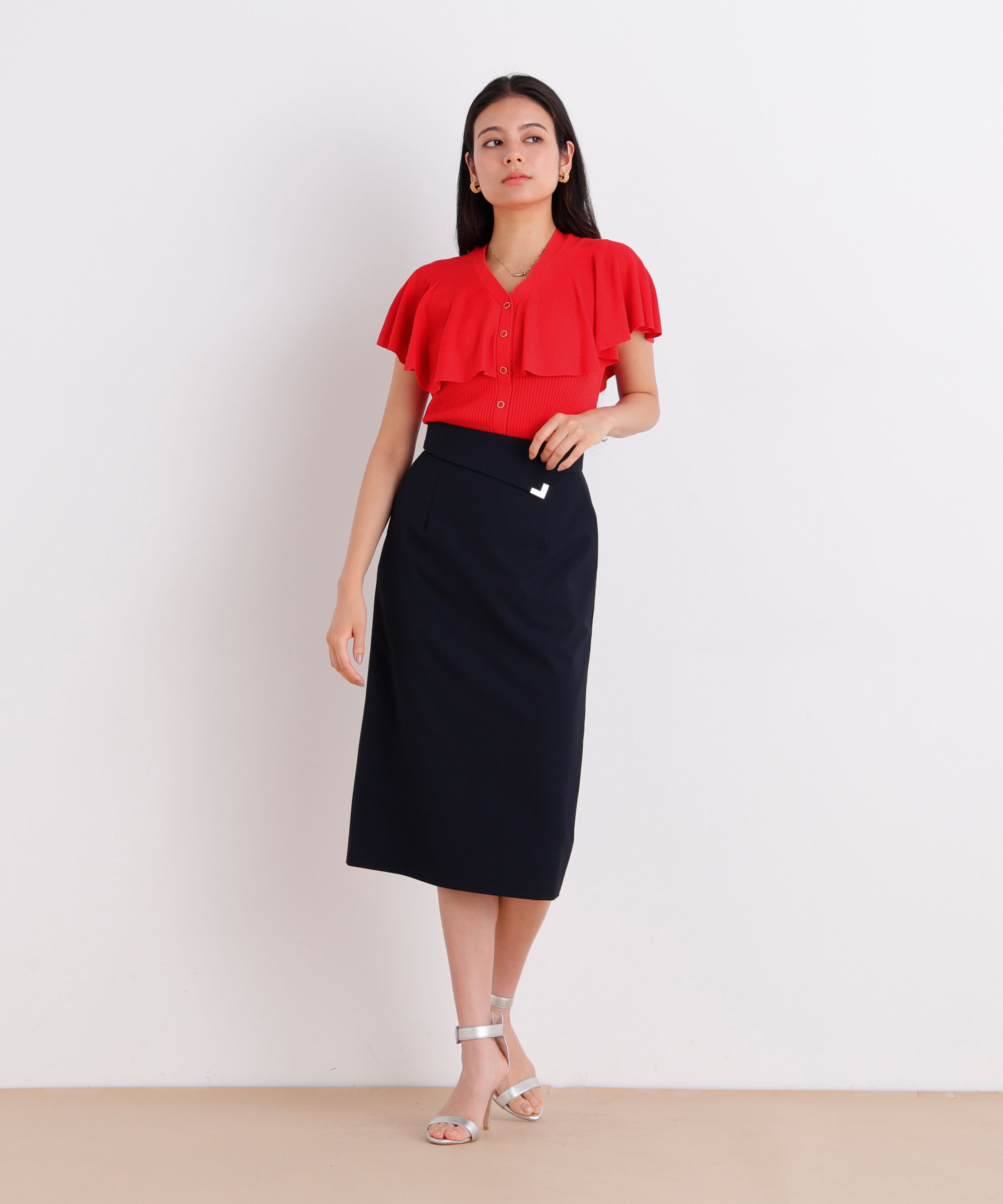  「Vネックケープニットプルオーバー」|ニット・セーター|