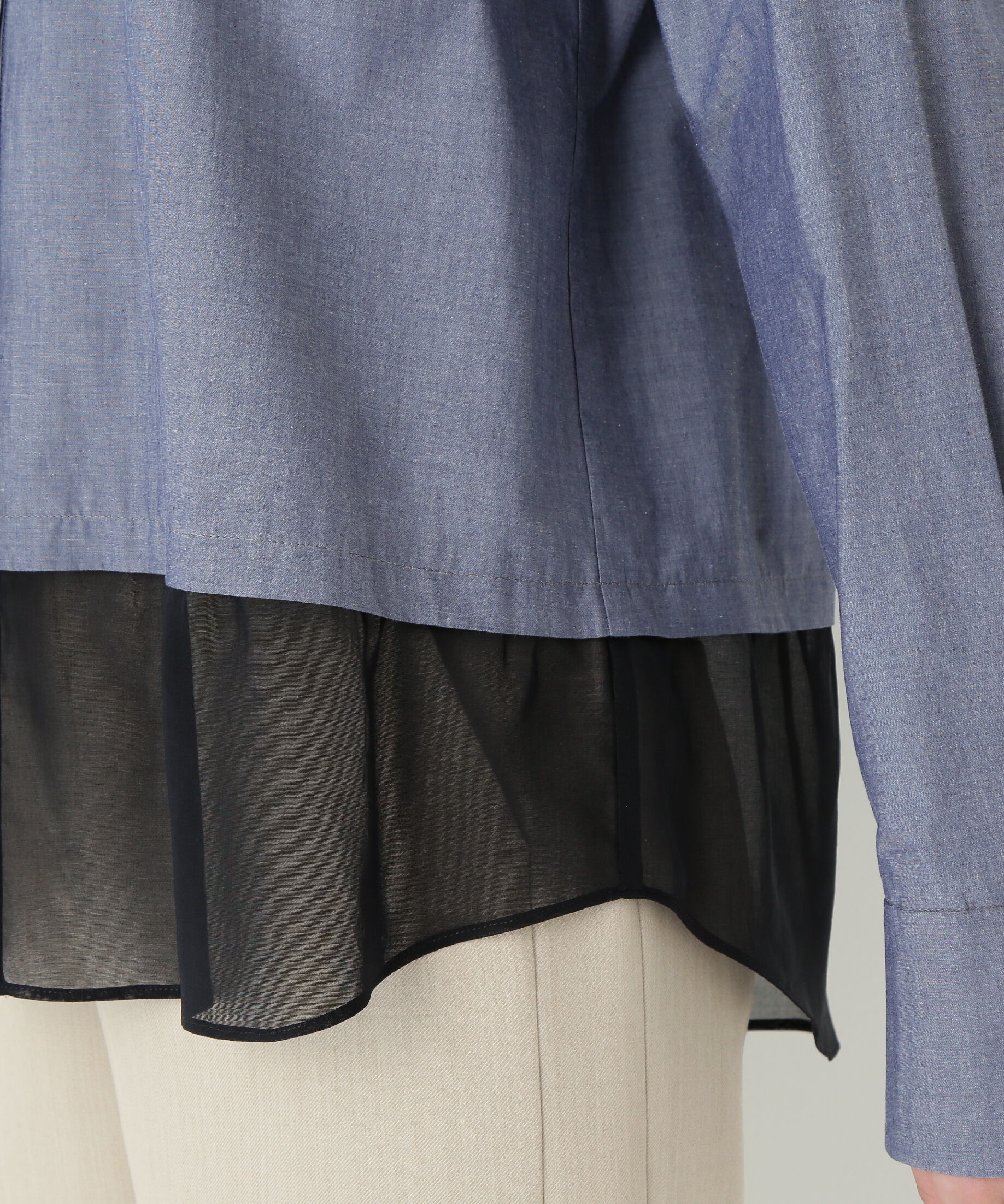  「◆シアーヘムドッキングハイネックブラウス」|シャツ・ブラウス|