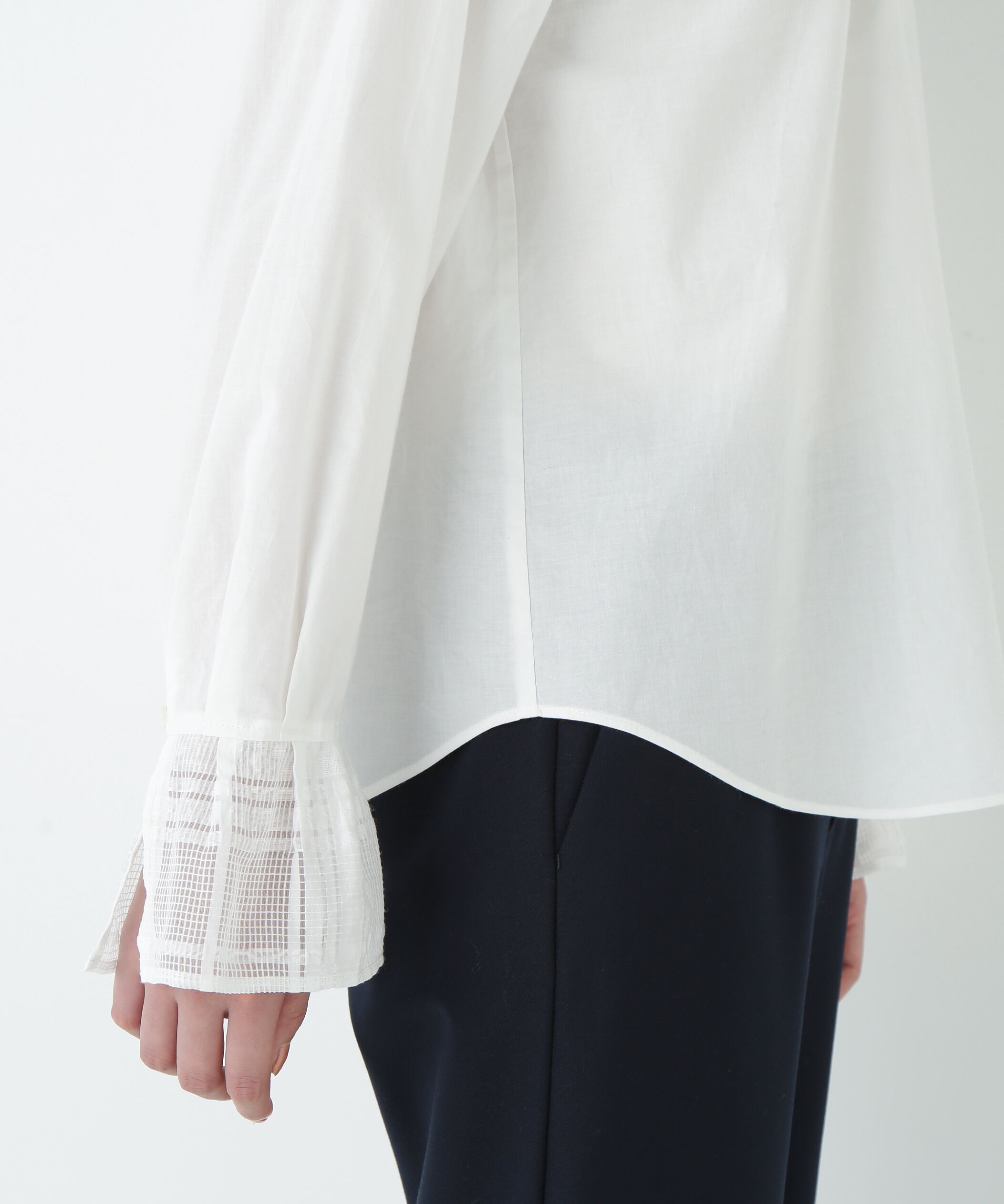  「袖チェックジャガードブラウス」|シャツ・ブラウス|