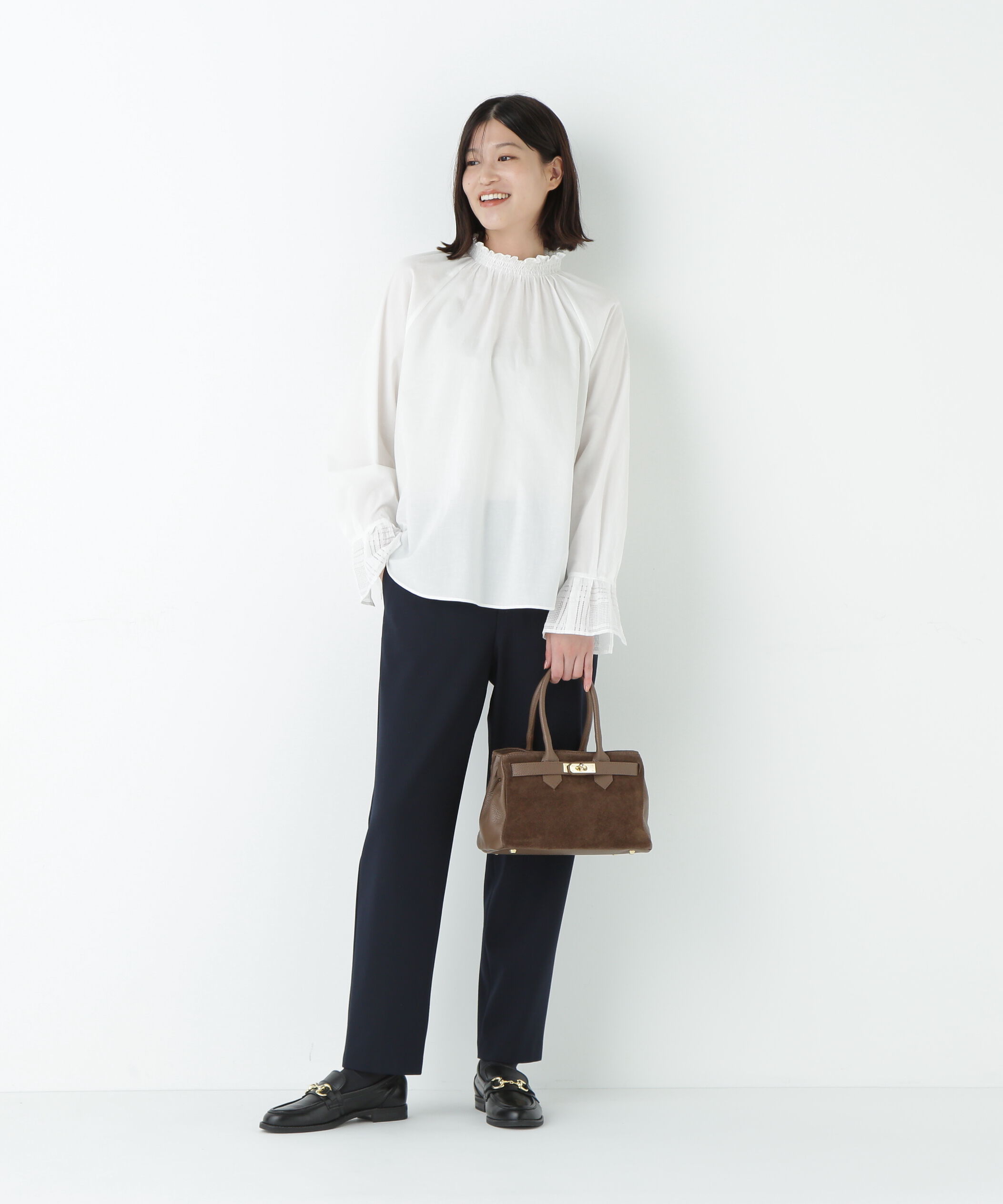  「袖チェックジャガードブラウス」|シャツ・ブラウス|