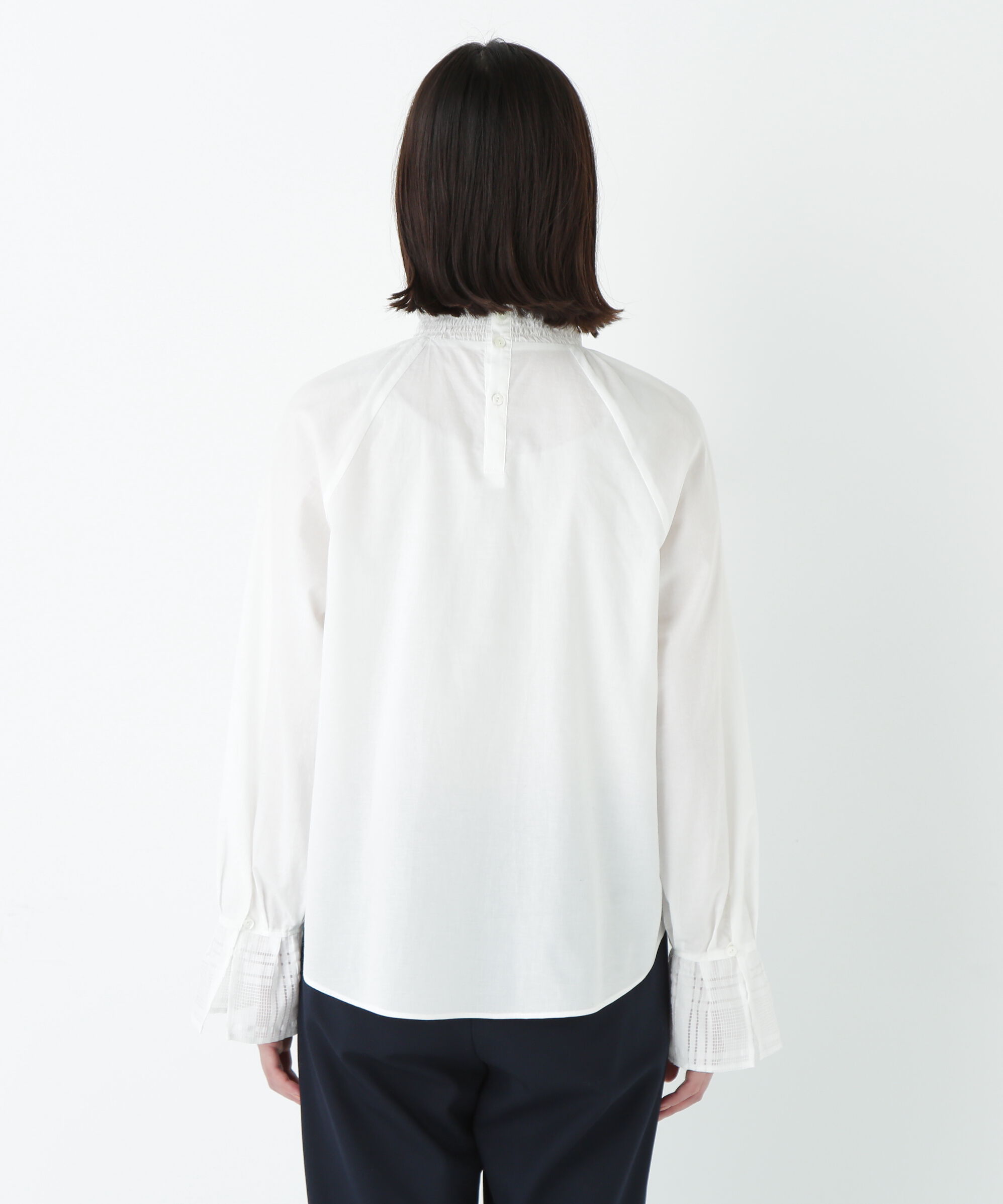  「袖チェックジャガードブラウス」|シャツ・ブラウス|